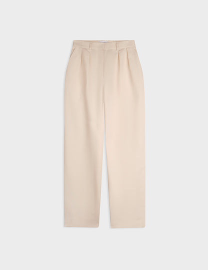 Ecru Lyzie pants in cotton twill and linen