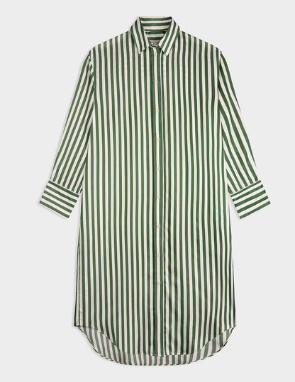 Oversized green striped Lina shirt dress