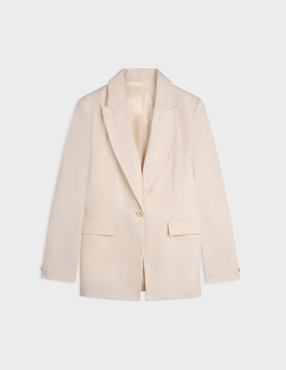 Ecru Lyvia blazer in cotton twill and linen