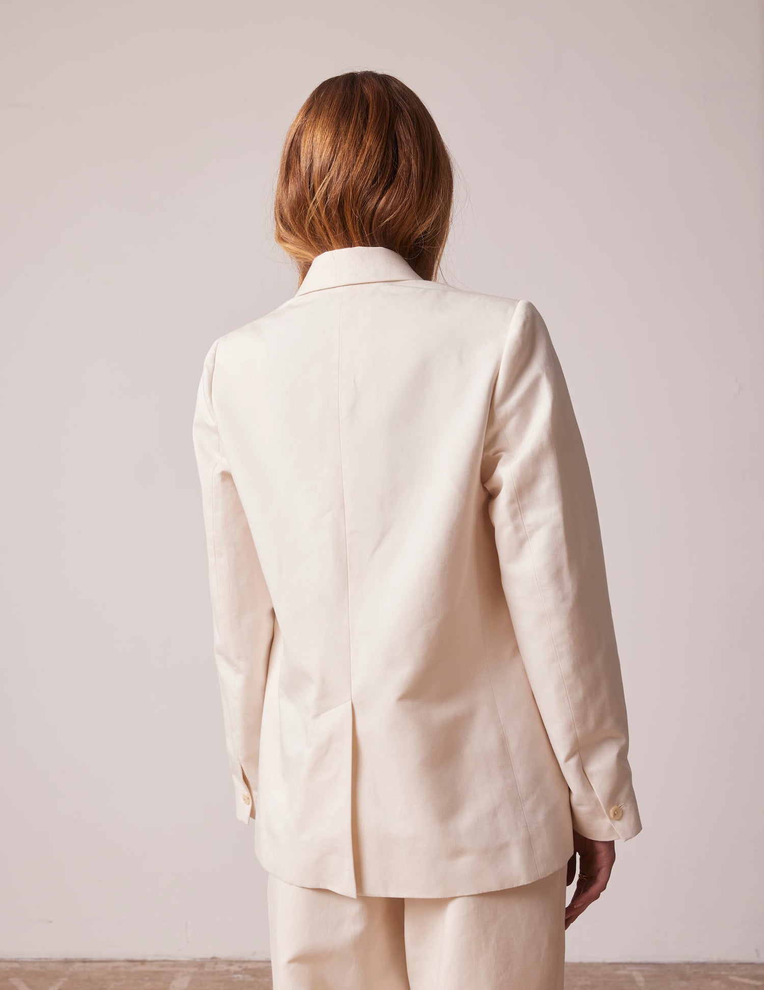 Ecru Lyvia blazer in cotton twill and linen