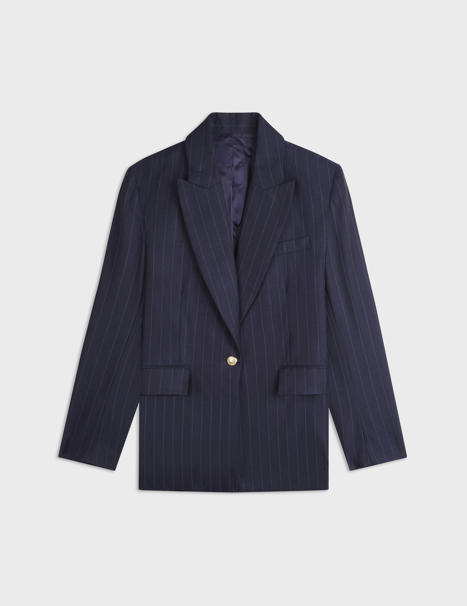 Navy blues tripes Lyvia blazer in wool-canvas