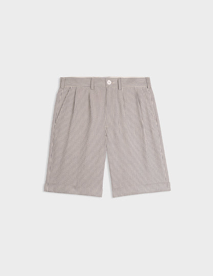 Blue striped Laurent bermudas in seersucker