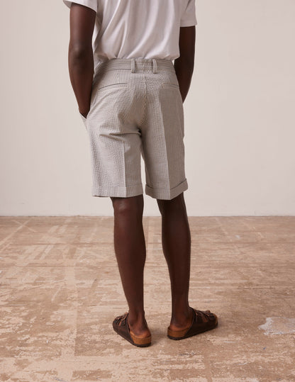 Blue striped Laurent bermudas in seersucker