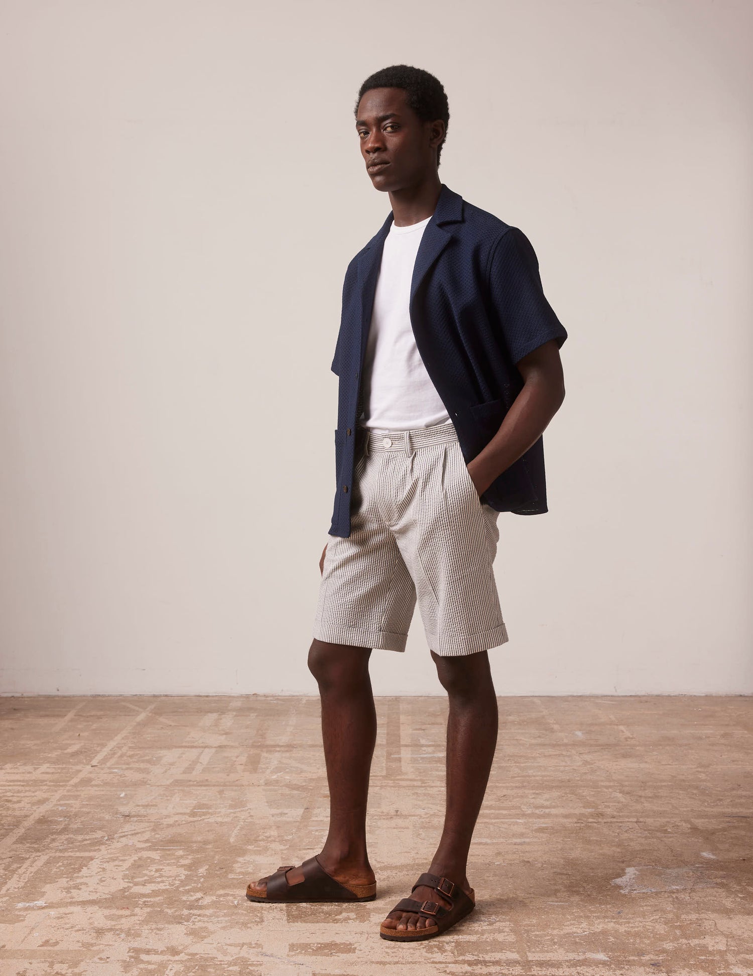 Blue striped Laurent bermudas in seersucker - Seersucker