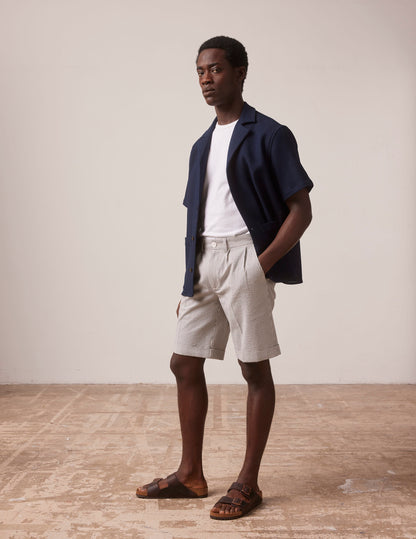 Blue striped Laurent bermudas in seersucker