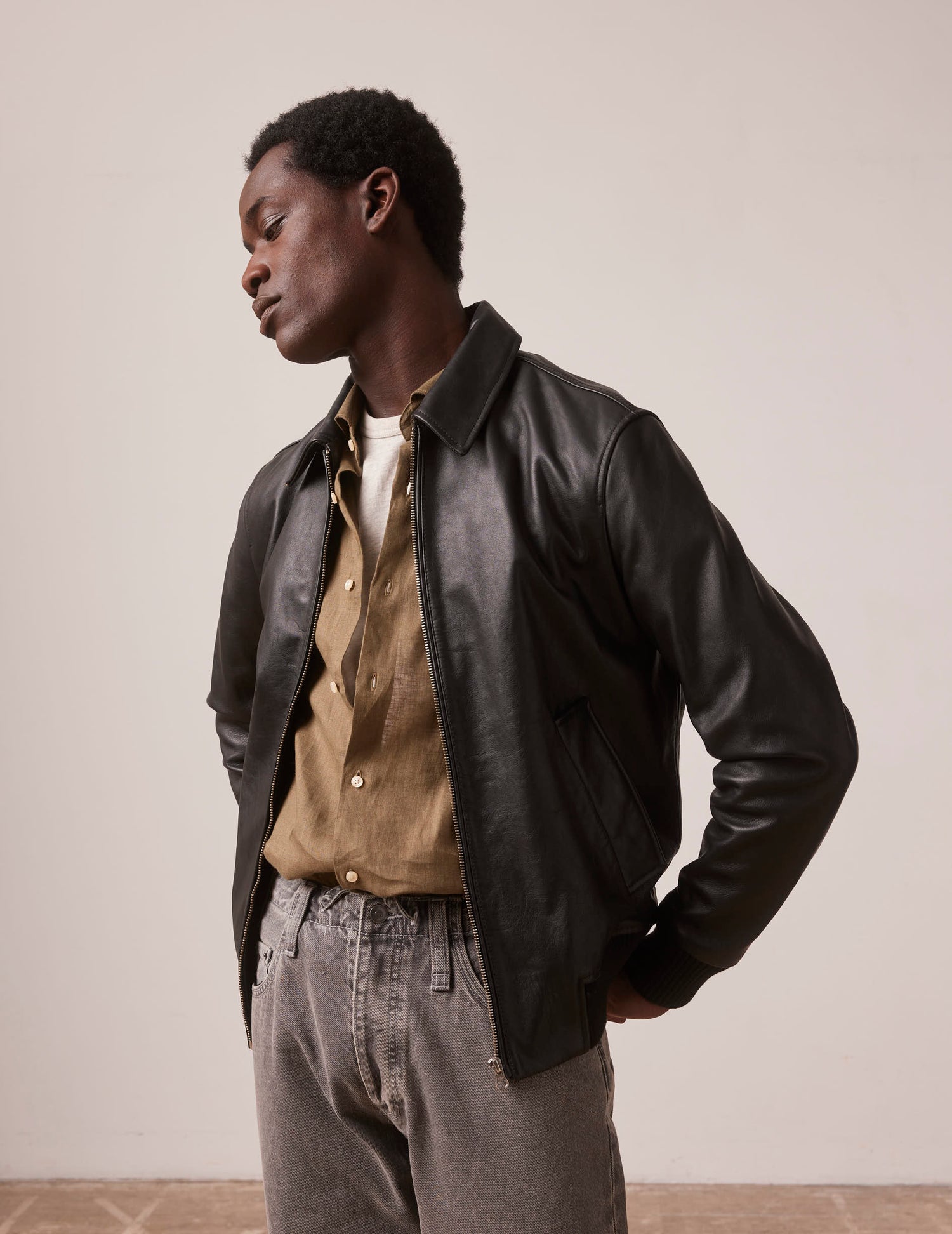 Black calfskin leather Loan jacket