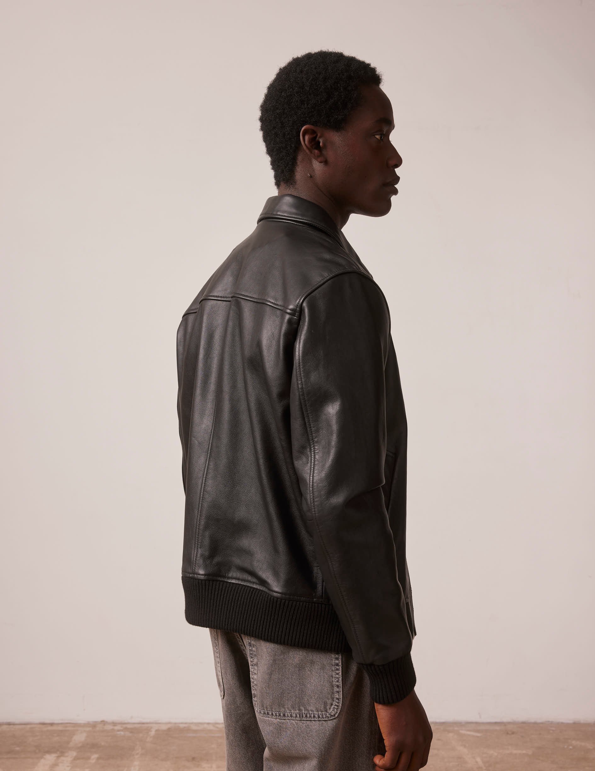 Black calfskin leather Loan jacket