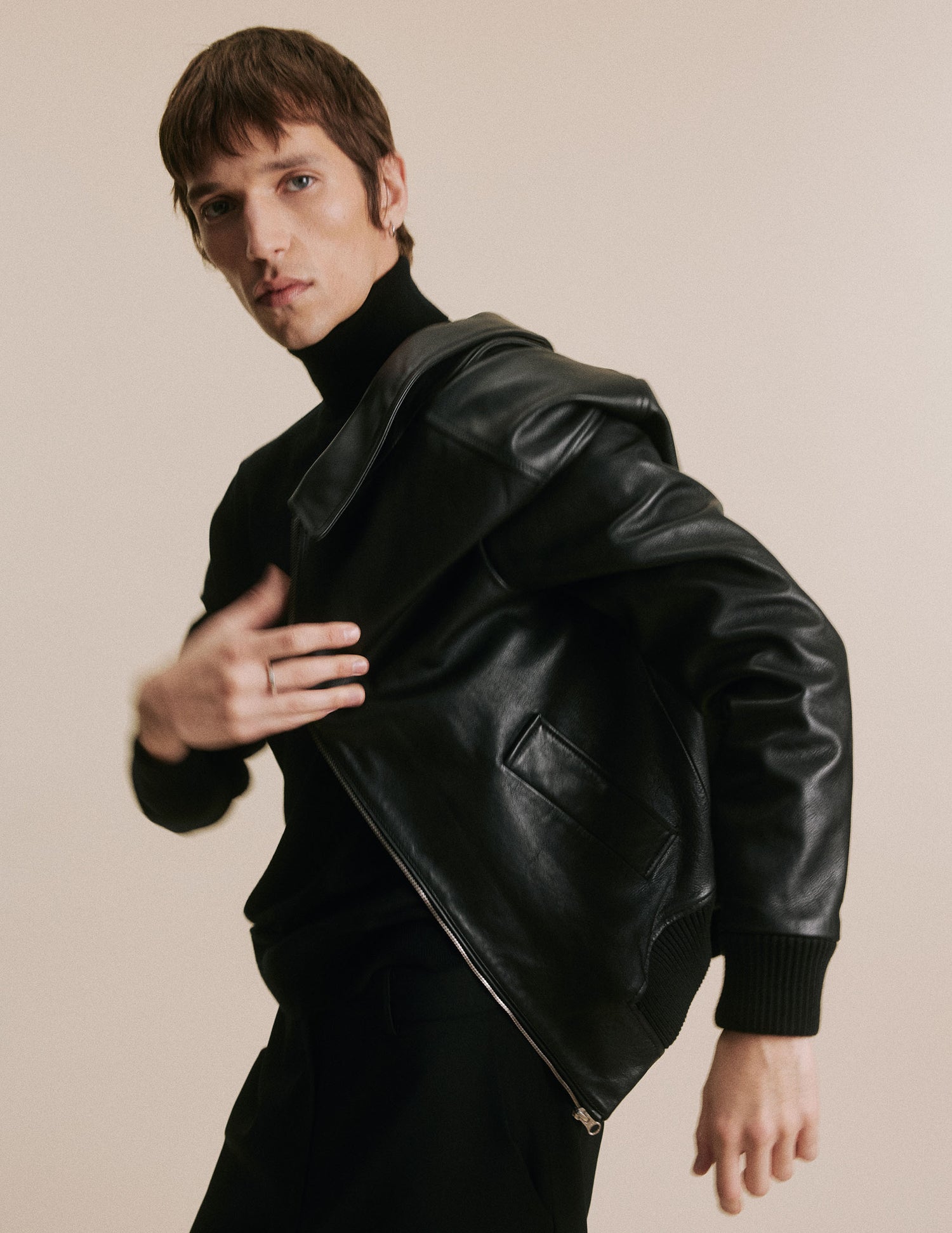 Blouson Loan en cuir de vachette noir