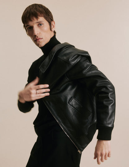 Black calfskin leather Loan jacket