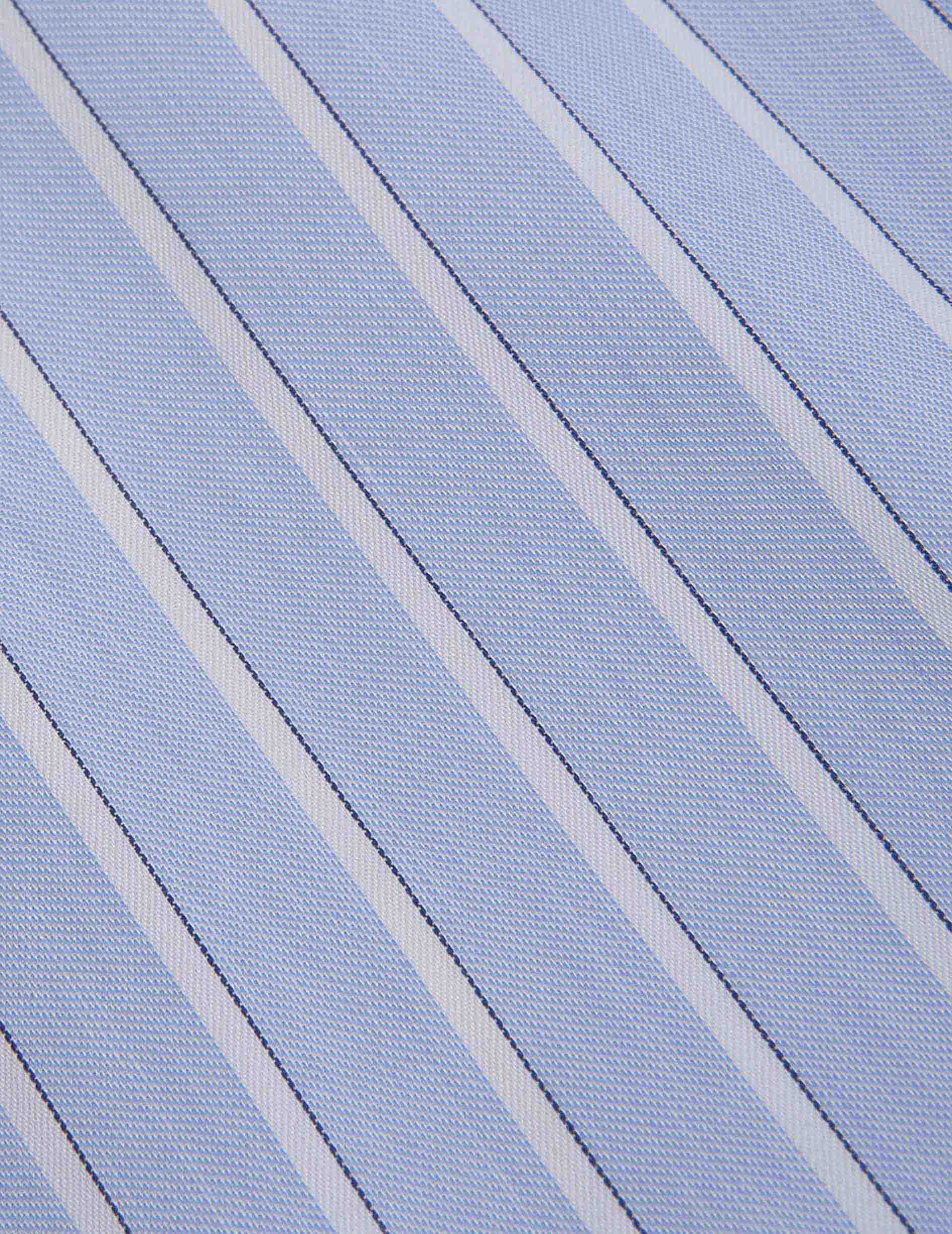 Blue striped classic shirt - Twill - Américain Collar