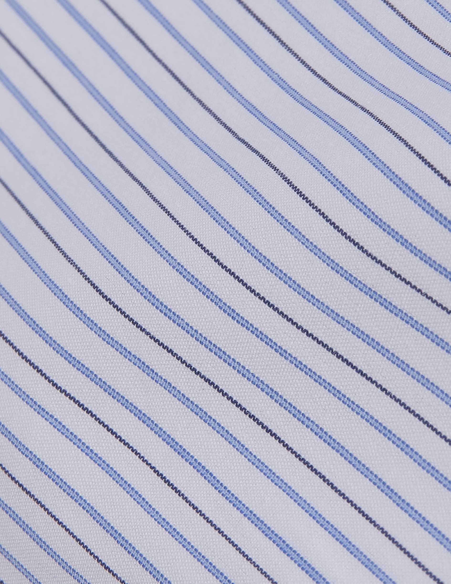 Blue striped classic shirt - Popeline - Américain Collar