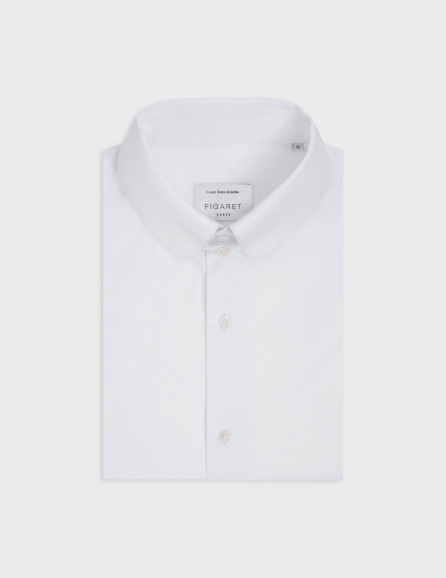 White semi-fitted shirt - Popeline - English Collar