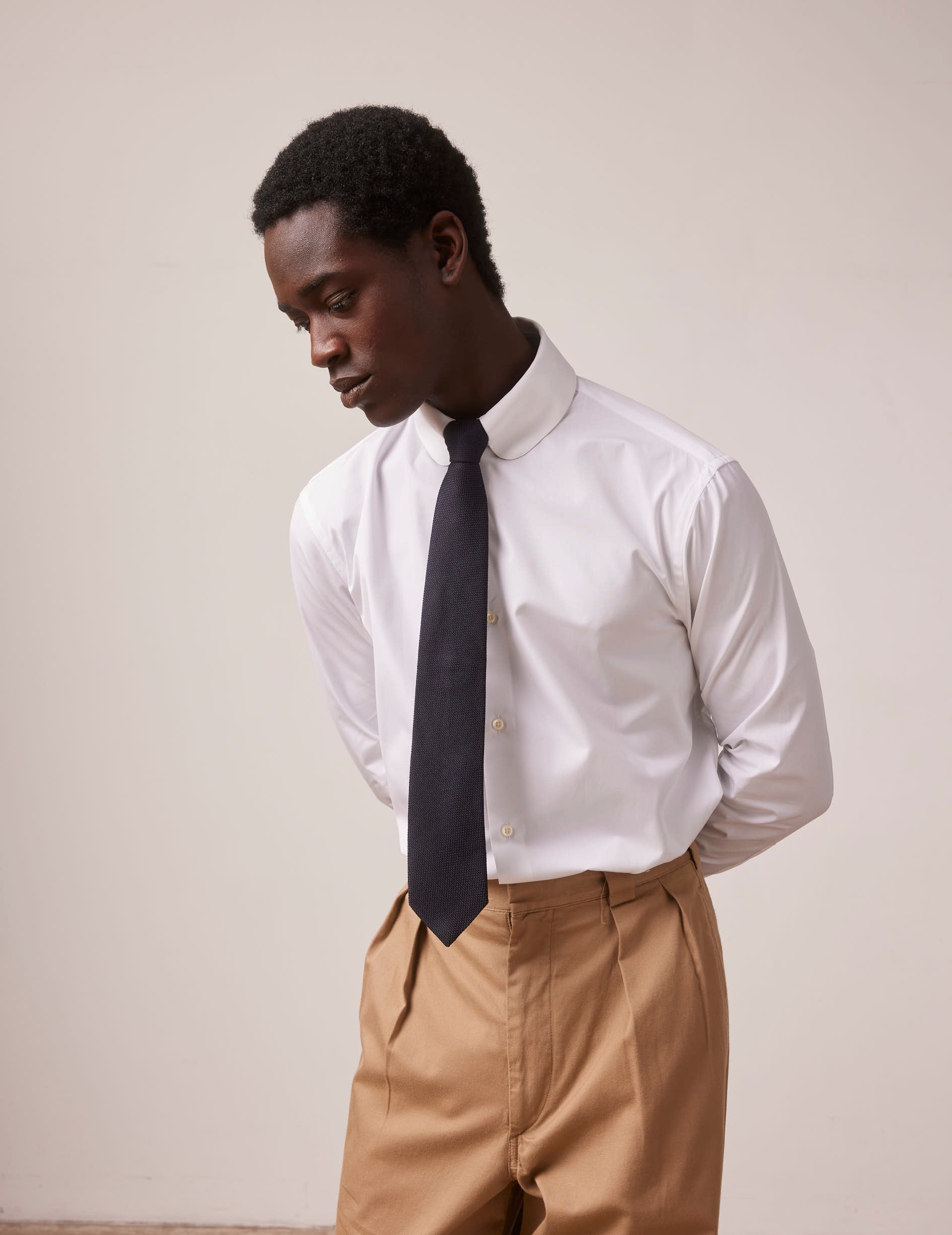 White semi-fitted shirt - Popeline - English Collar