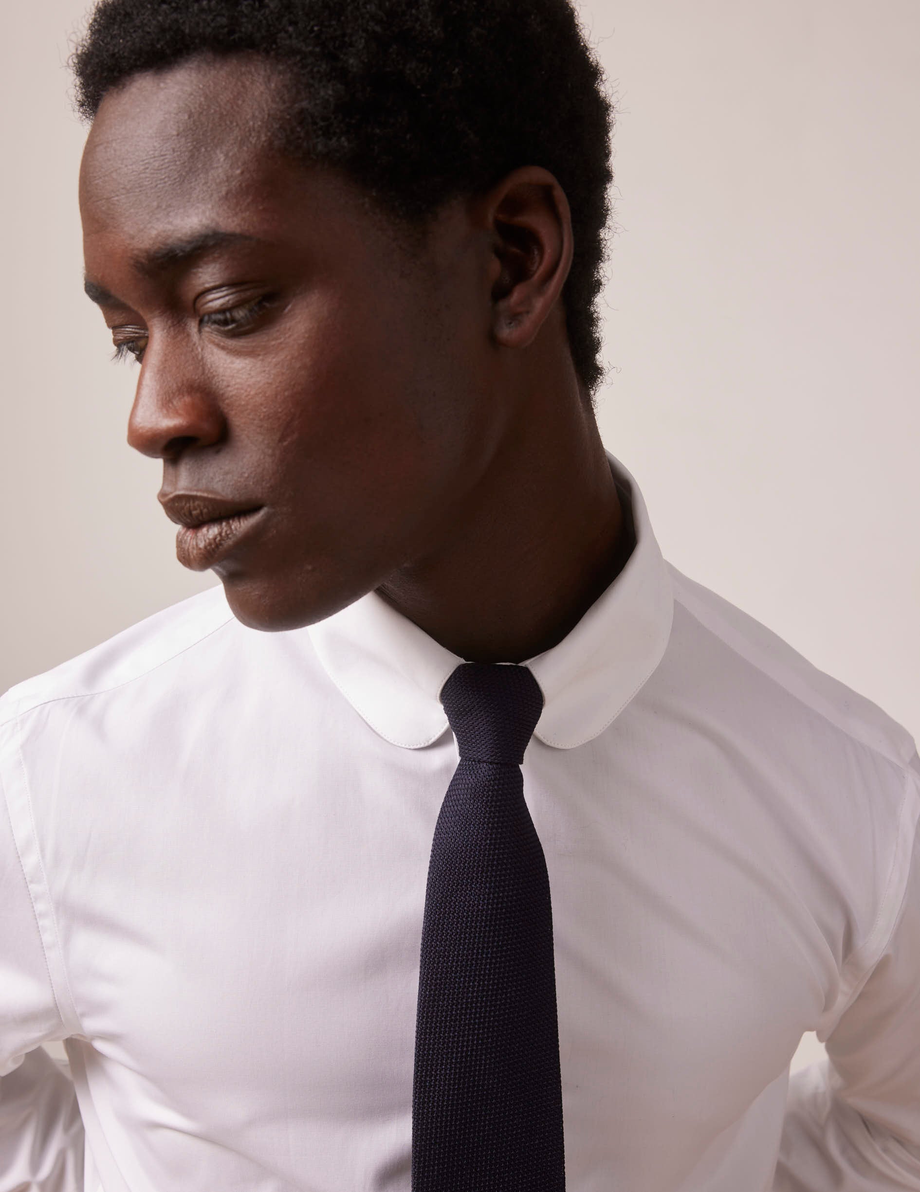 White semi-fitted shirt - Popeline - English Collar