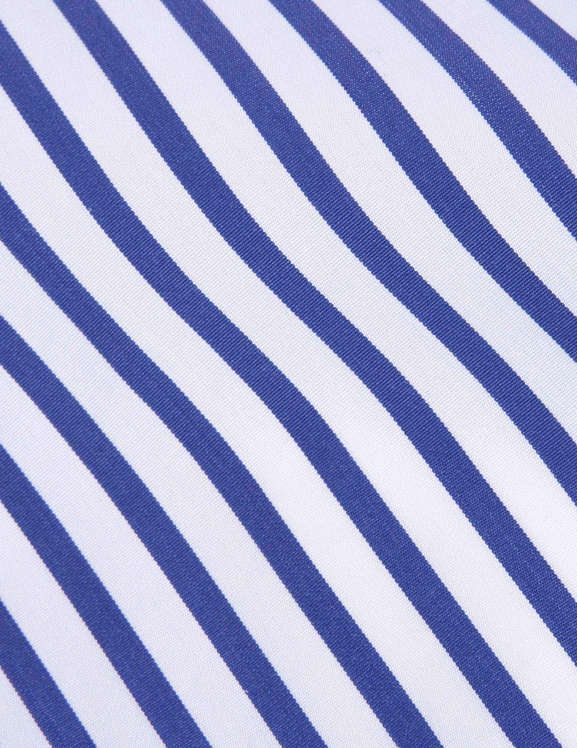 Blue striped semi-fitted shirt - Popeline - English Collar