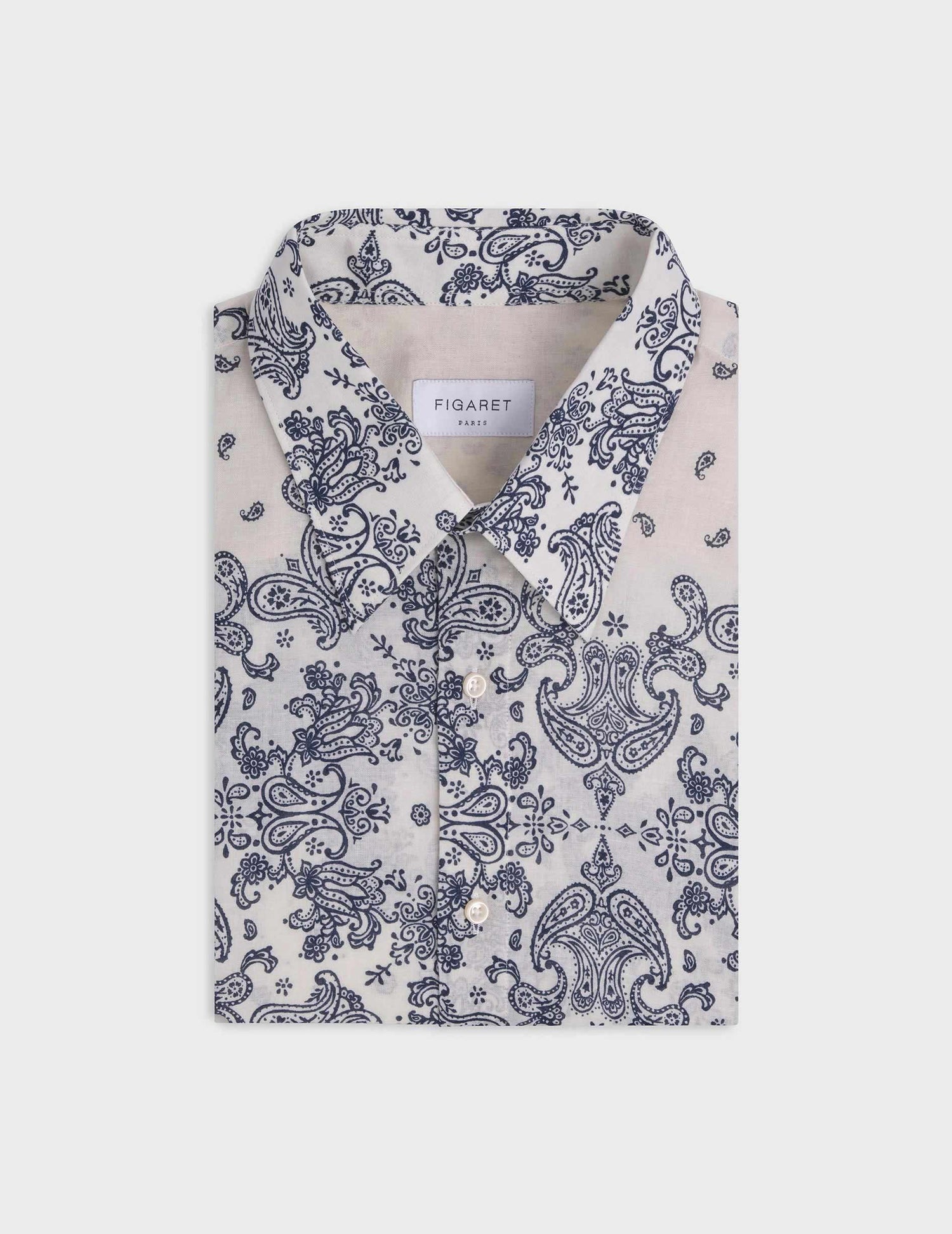 Chemise Antonin blanche imprimée - Voile de coton - Col Prodigieux#5