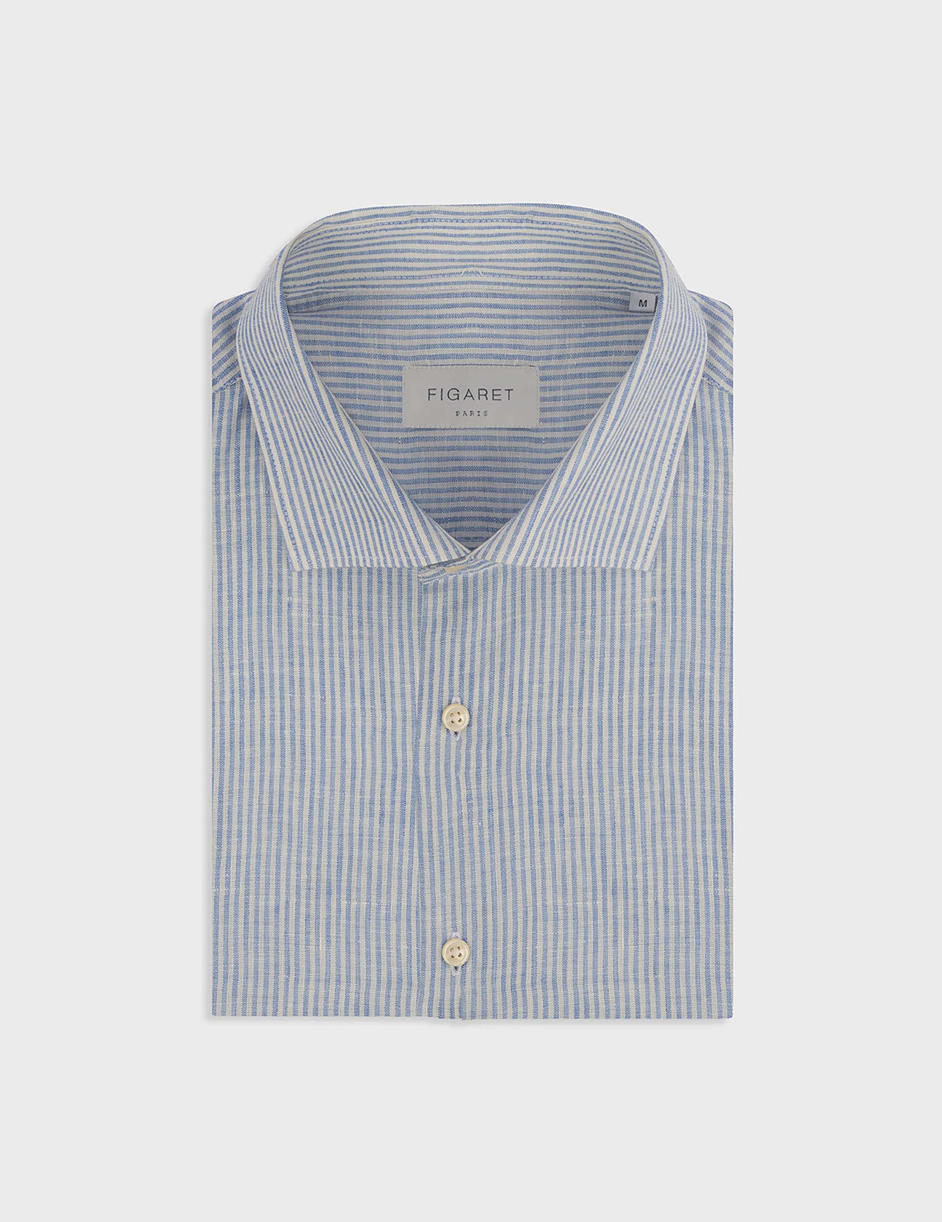 Blue striped linen Aristote shirt