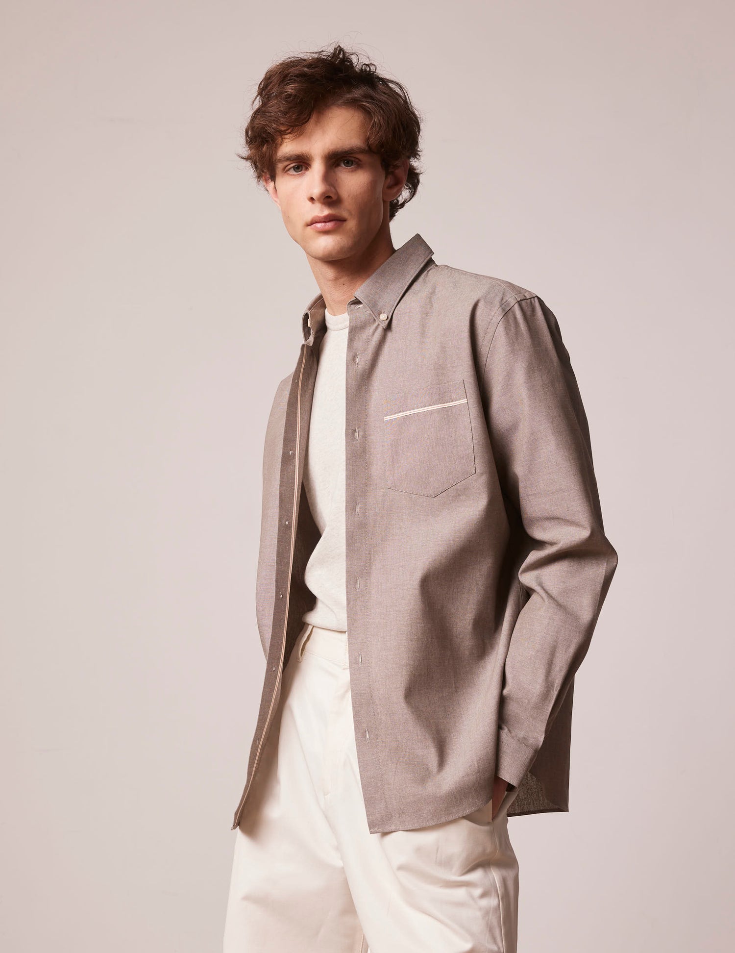 Grey Armand shirt - Toile selvedge - Prodigieux boutonné Collar