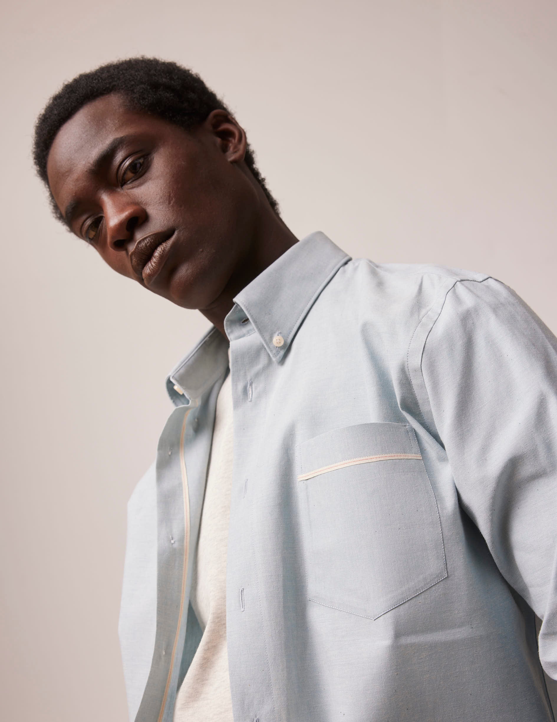 Blue Armand shirt - Toile selvedge - Prodigieux boutonné Collar