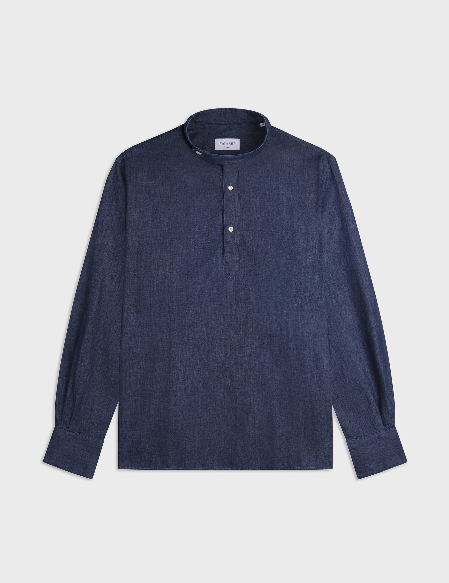 Chemise popover Arthur en denim marine - Denim - Col Officier en pointe déportée#4