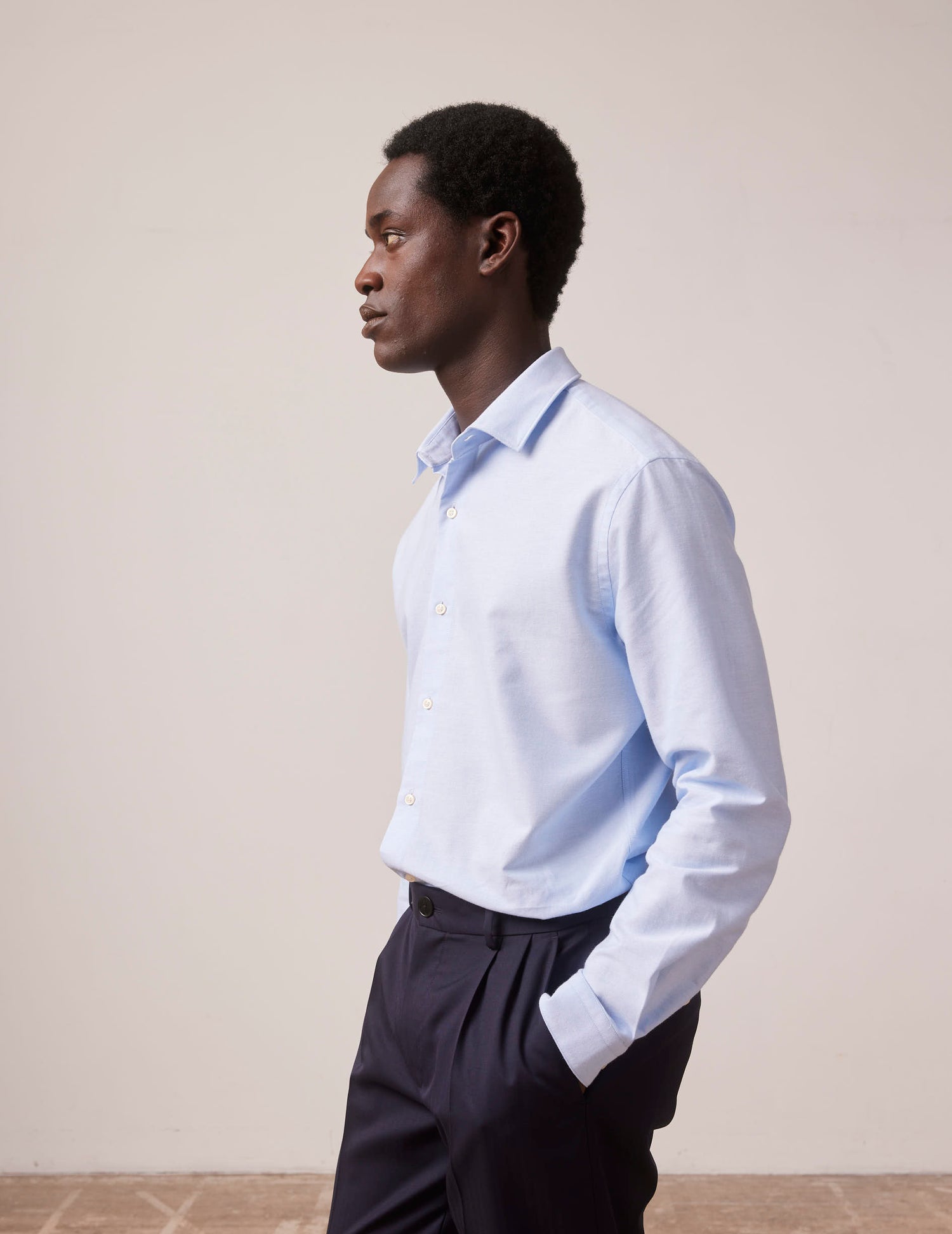 Blue Auguste shirt - Oxford - Français Collar