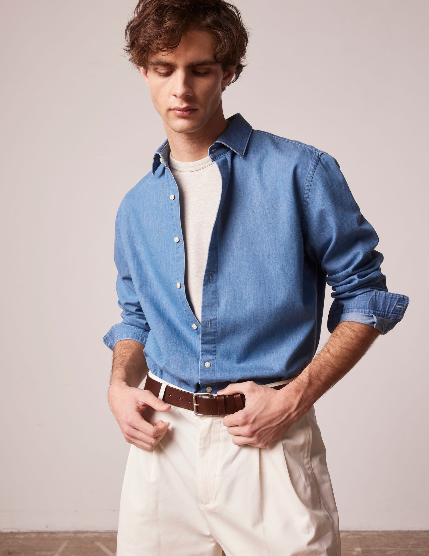 Blue denim Auguste shirt - Denim - Français Collar