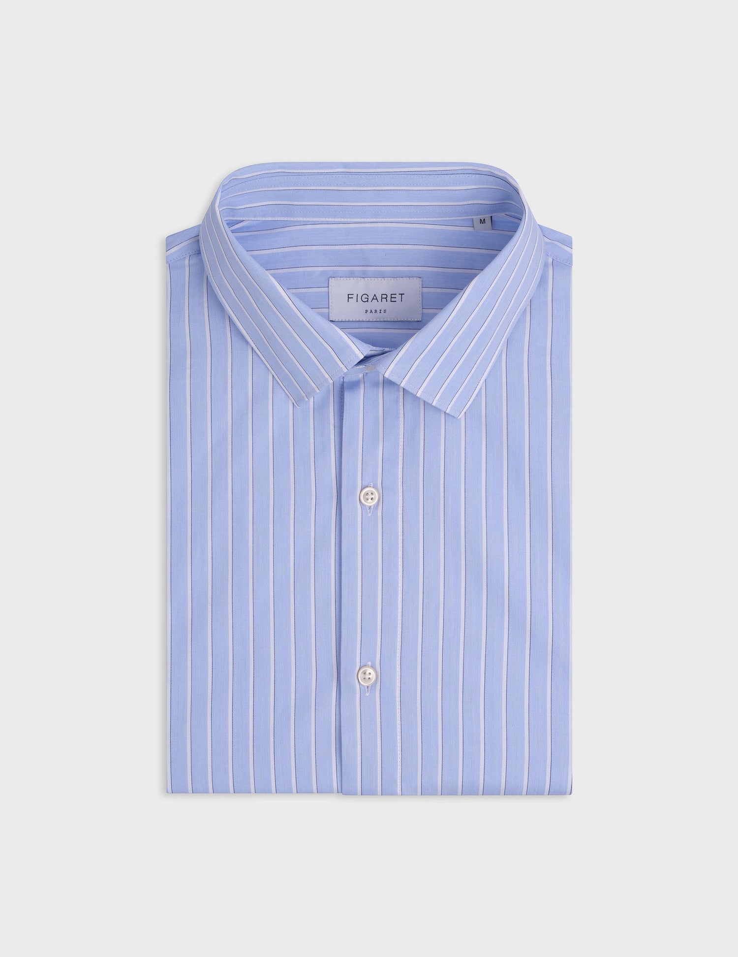 Chemise Auguste rayée bleue - Twill - Col Français#4