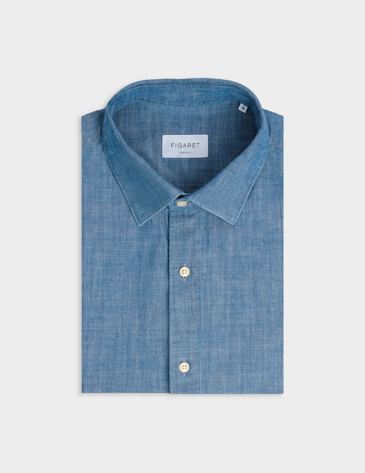 Chemise Auguste bleue - Chambray - Col Français#3