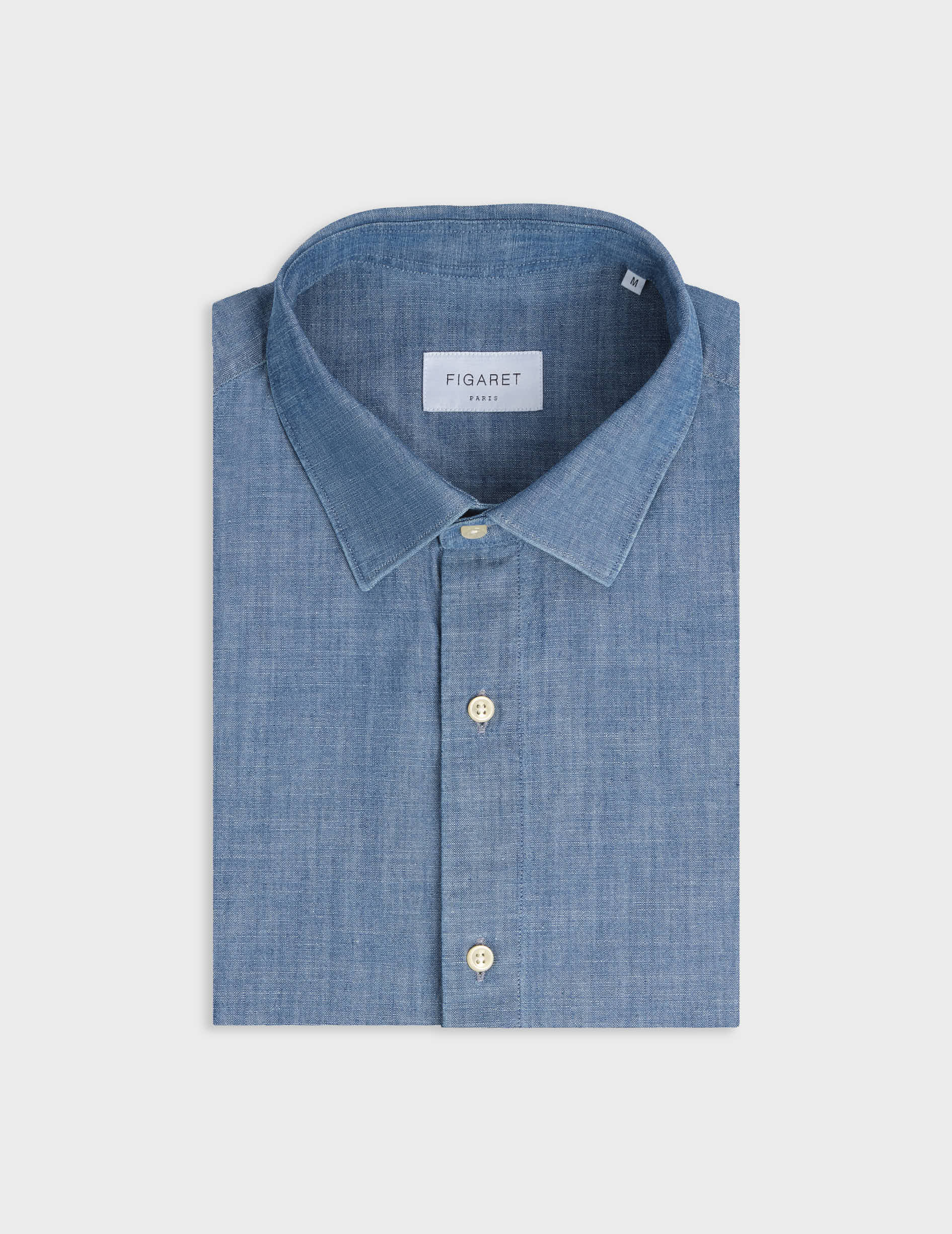 Blue Auguste shirt - Chambray - Français Collar