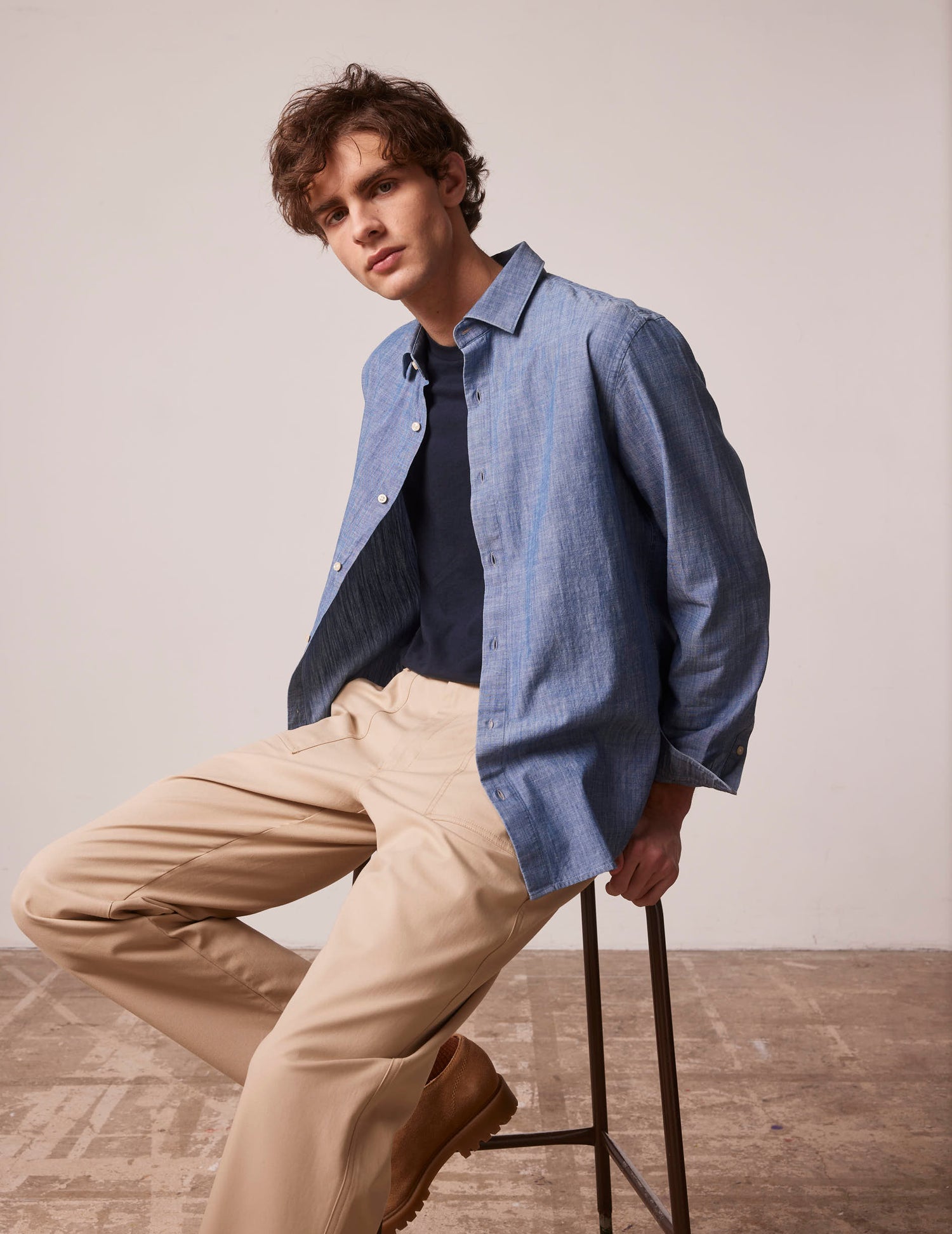 Blue Auguste shirt - Chambray - Français Collar