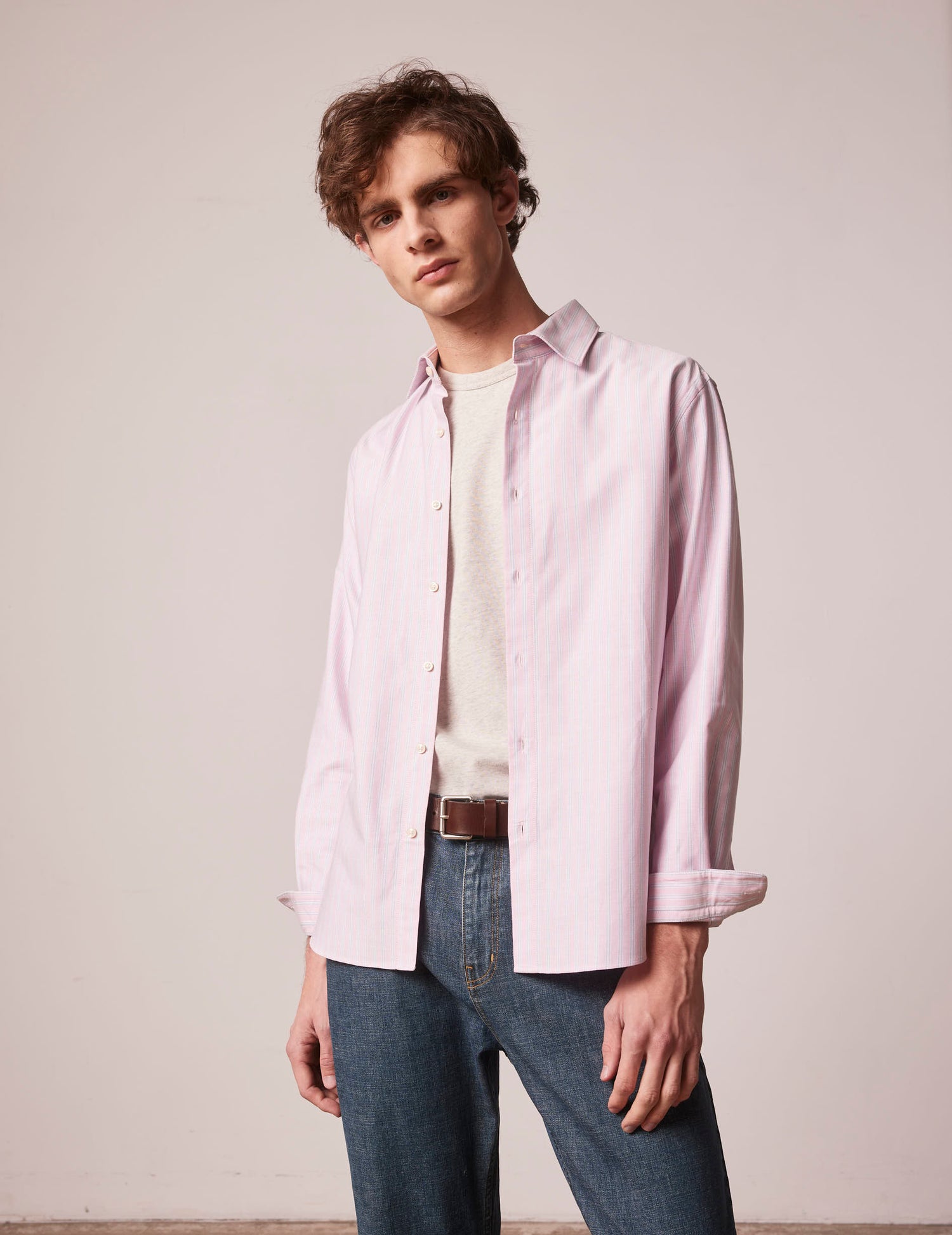 Pink striped Auguste shirt - Oxford - French Collar