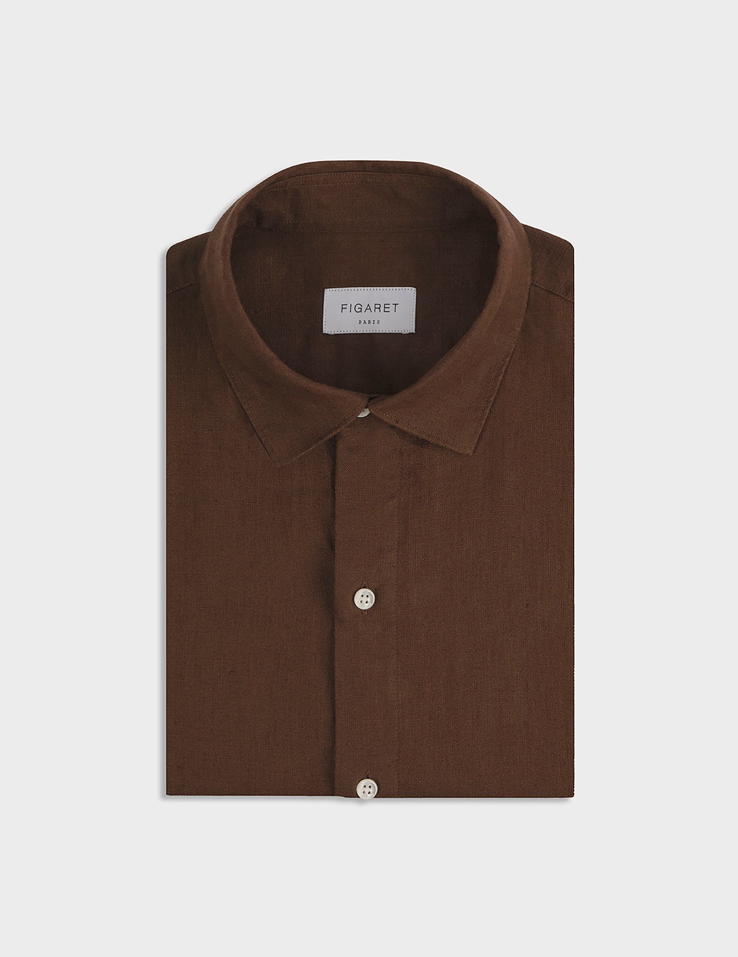 Brown linen Auguste shirt - Lin - Français Collar#4