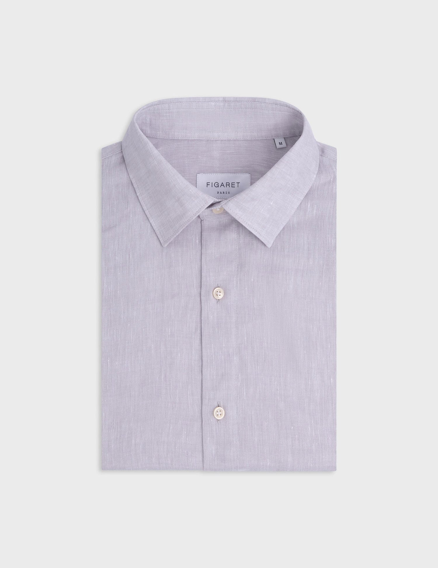 Grey linen Auguste shirt - Lin - Français Collar#3