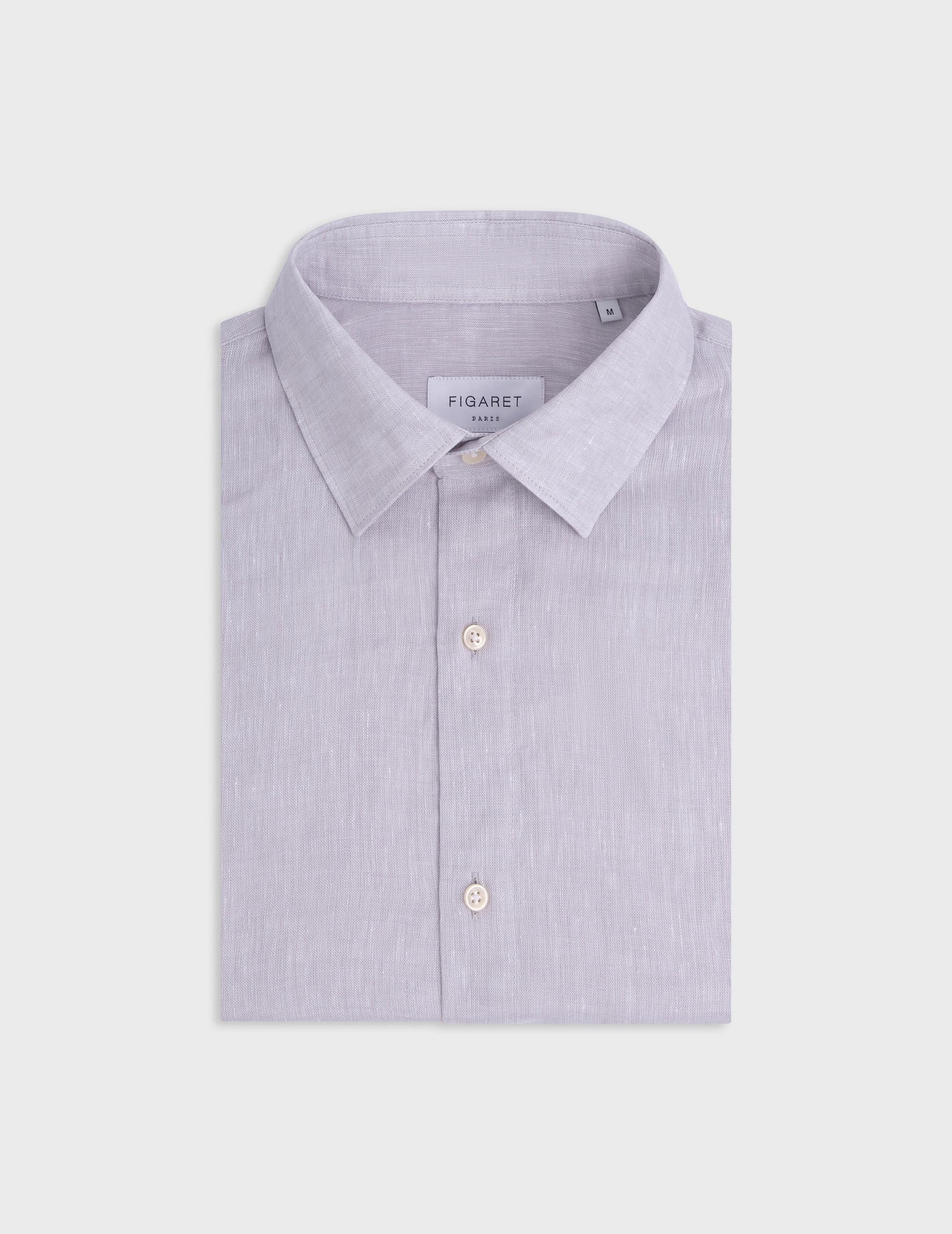 Grey linen Auguste shirt - Lin - Français Collar