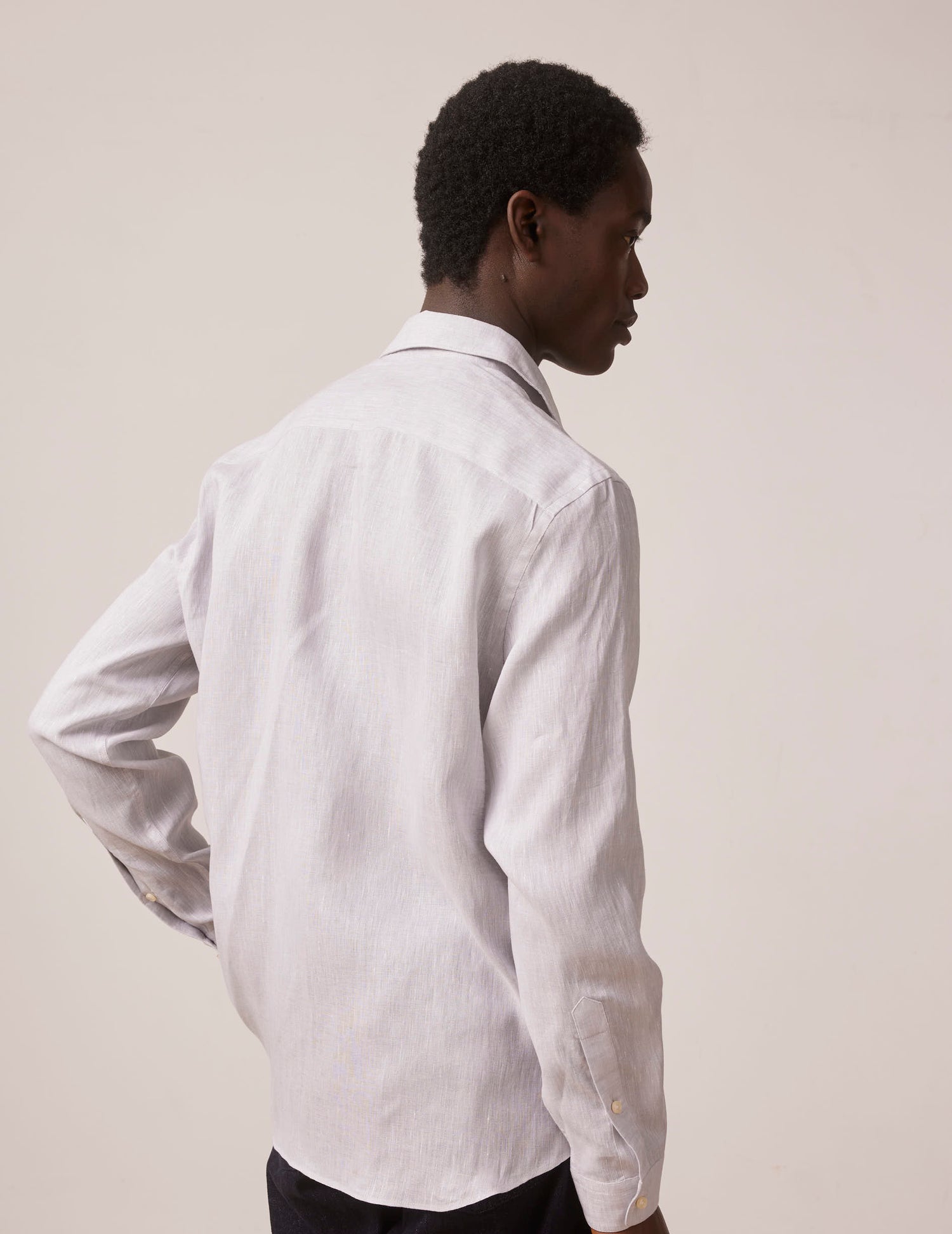 Grey linen Auguste shirt - Lin - Français Collar#2