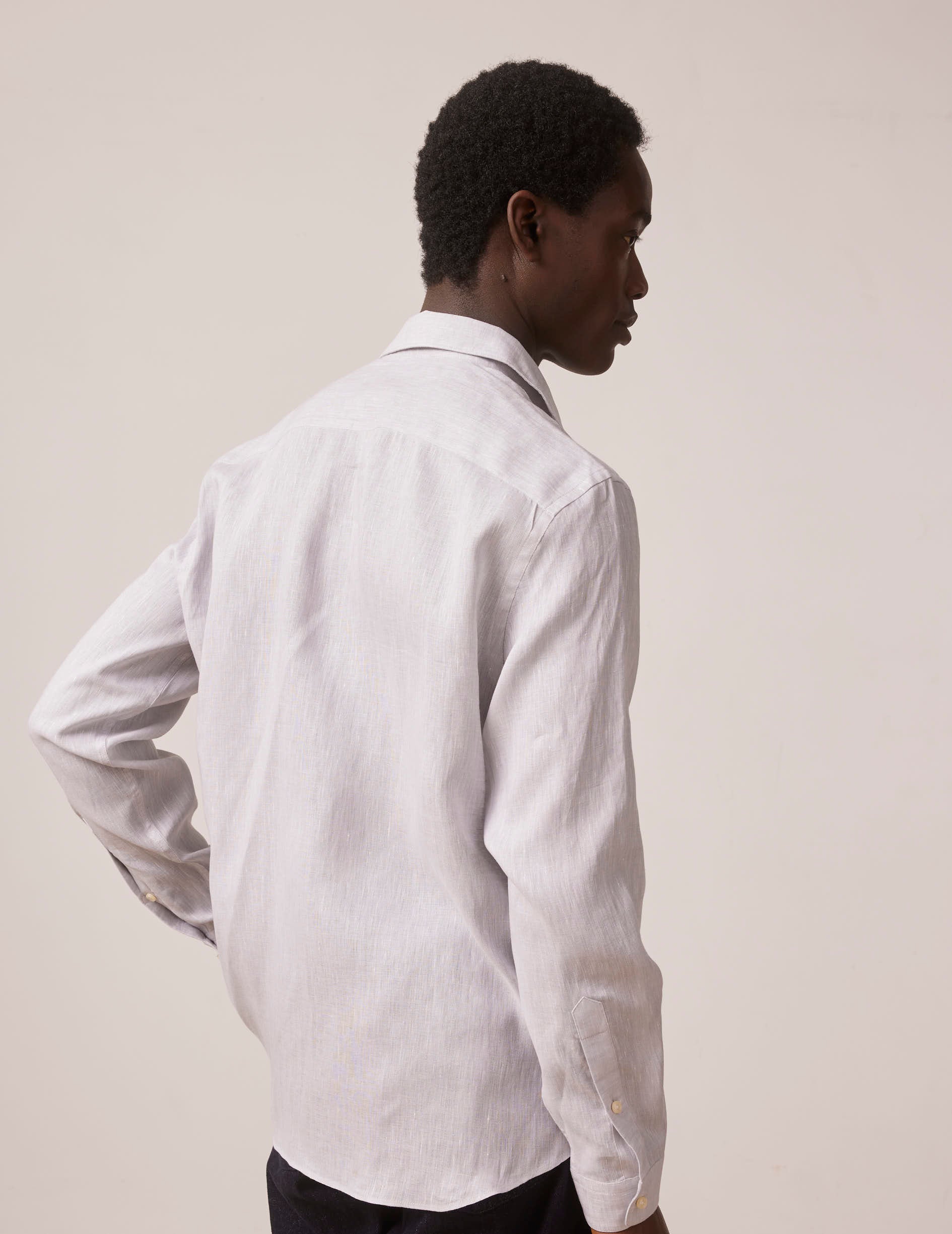 Grey linen Auguste shirt - Lin - Français Collar