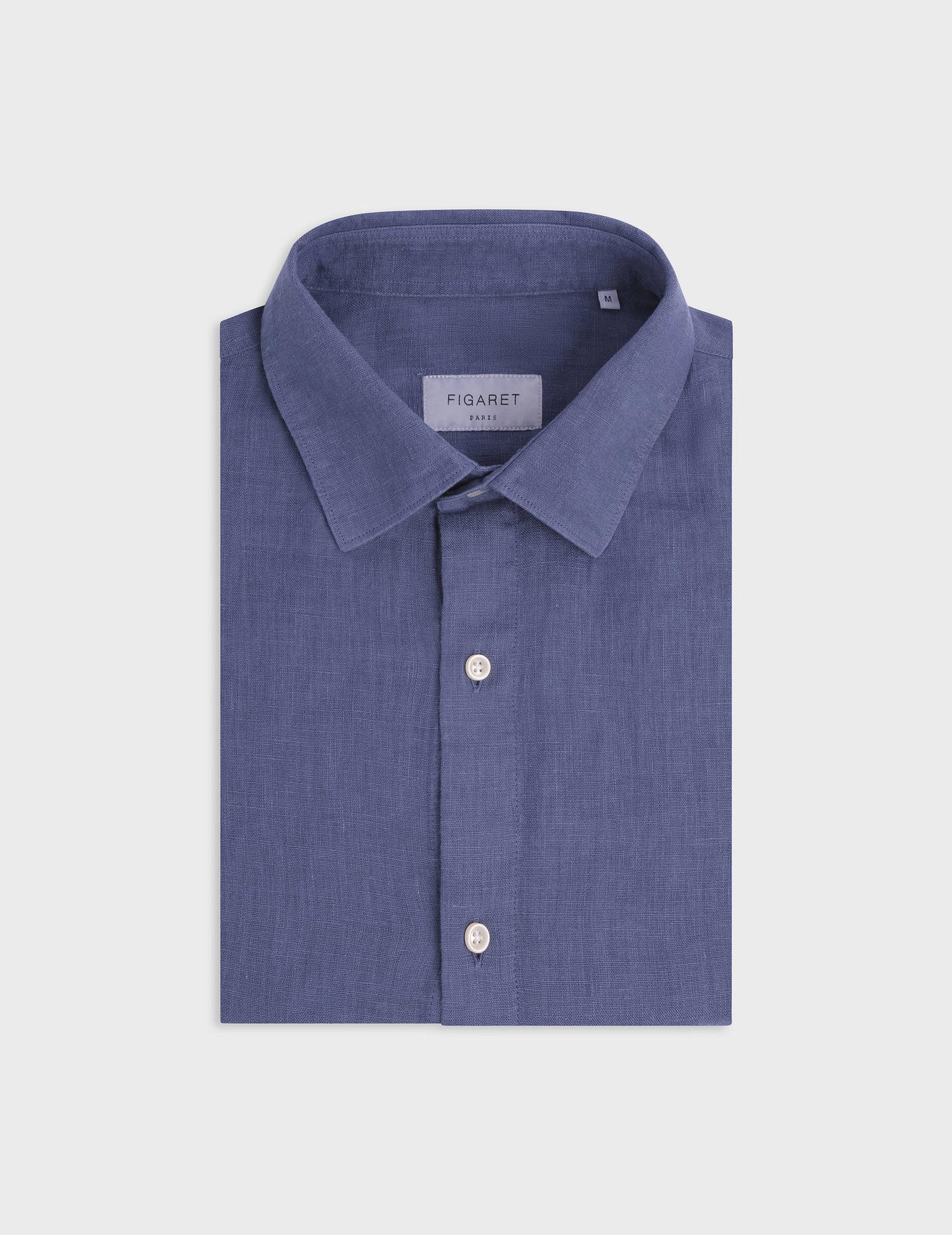 Blue linen Auguste shirt - Lin - Français Collar#3