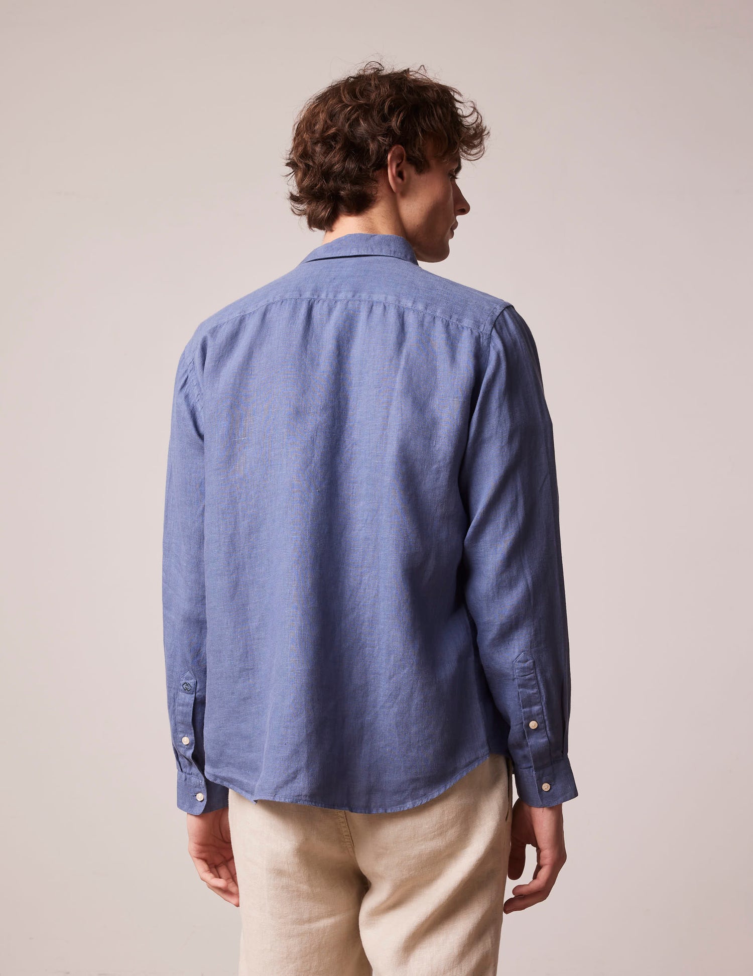 Blue linen Auguste shirt - Lin - Français Collar#2