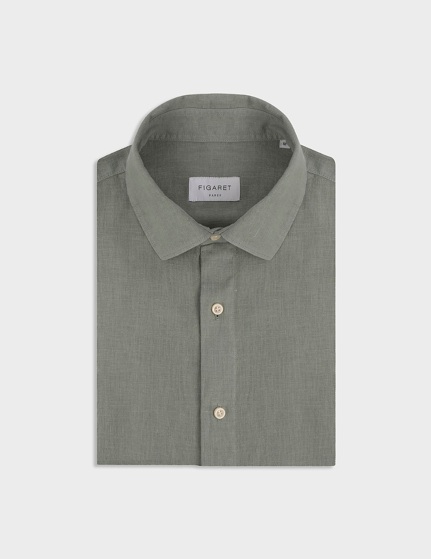 Green linen Auguste shirt - Lin - Français Collar#3