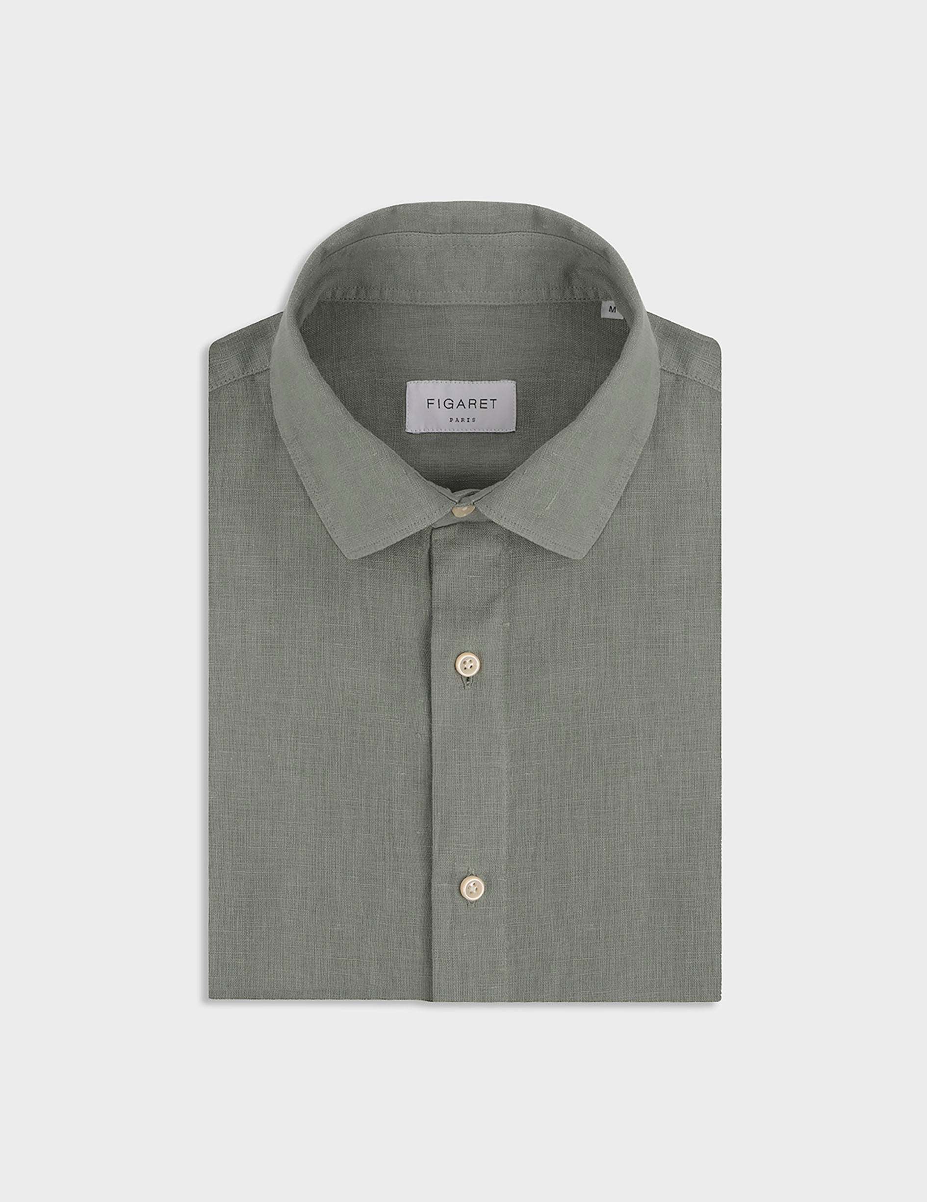 Green linen Auguste shirt - Lin - Français Collar