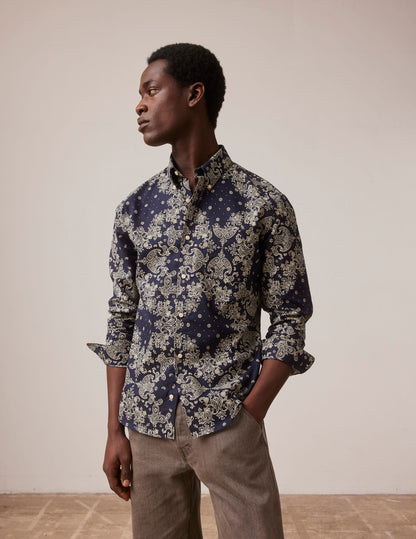 Navy blue print Aurélien shirt