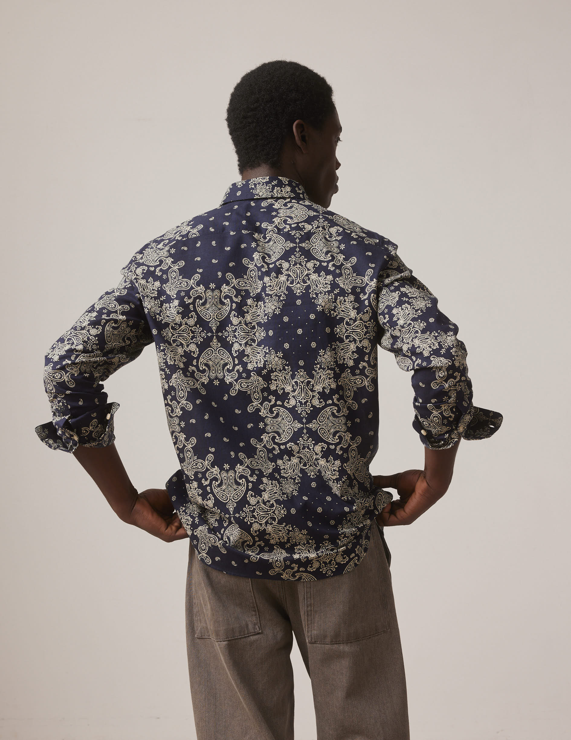 Navy blue print Aurélien shirt