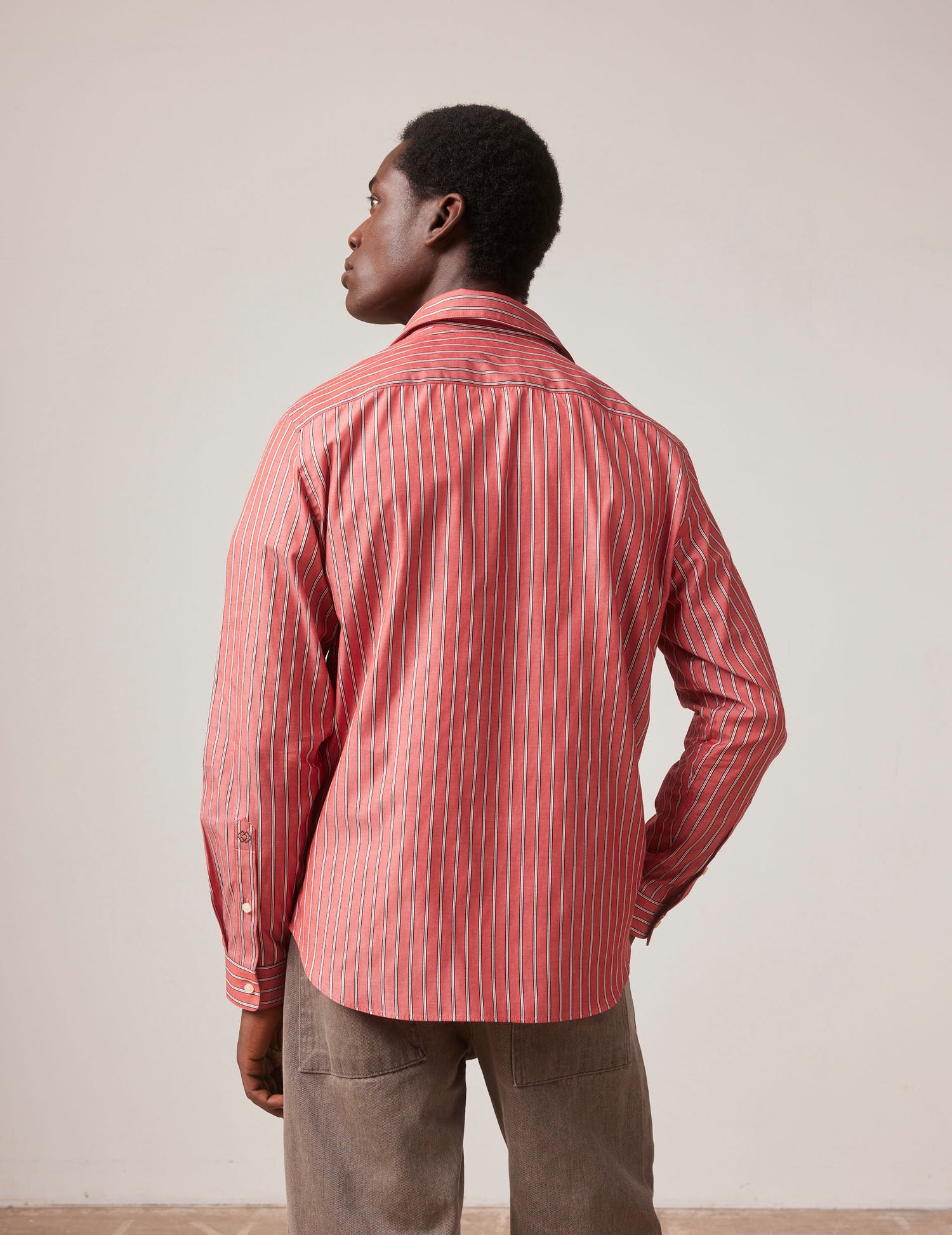 Red striped Aurélien shirt - Poplin - Prodigious buttoned Collar#4