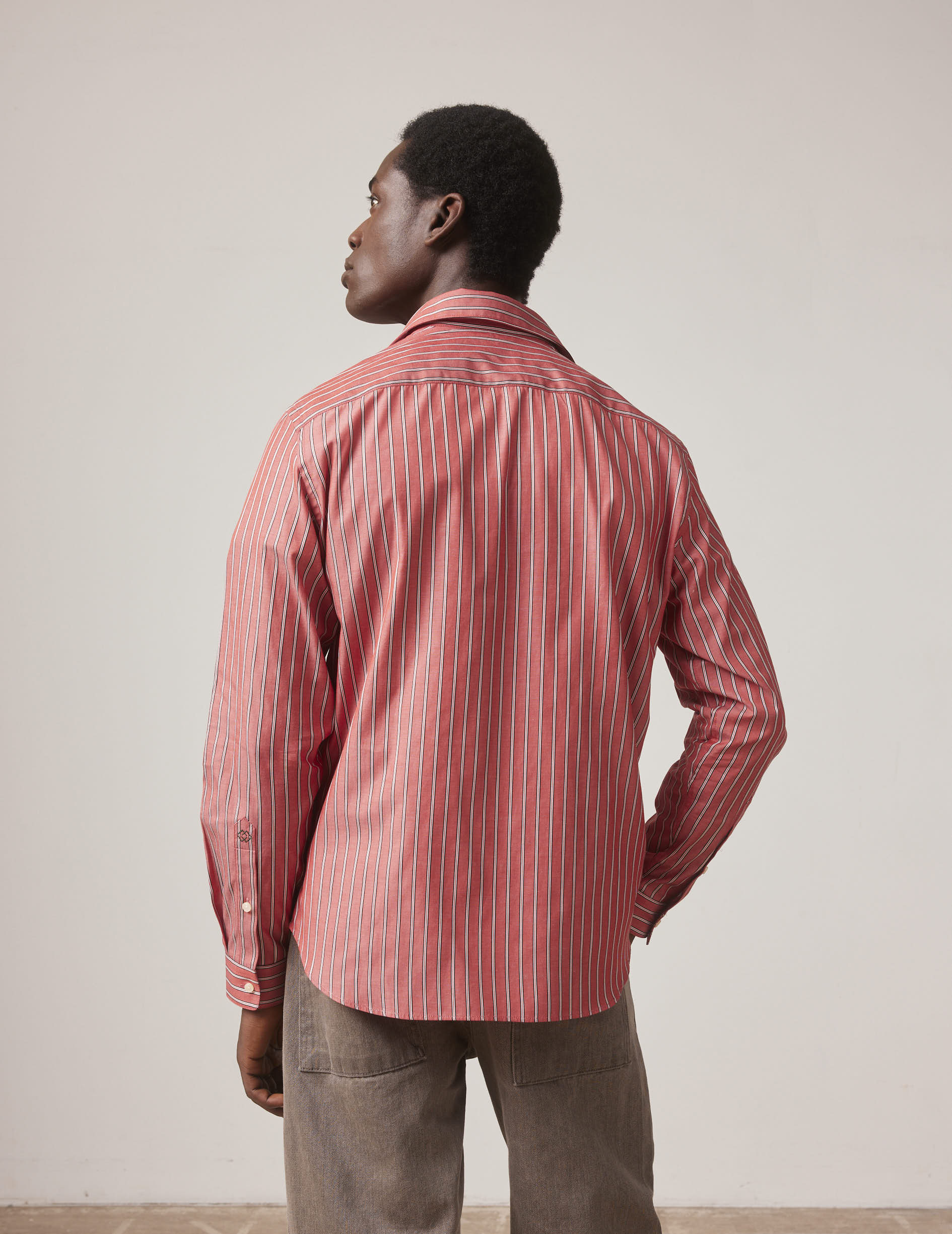 Red striped Aurélien shirt - Poplin - Prodigious buttoned Collar