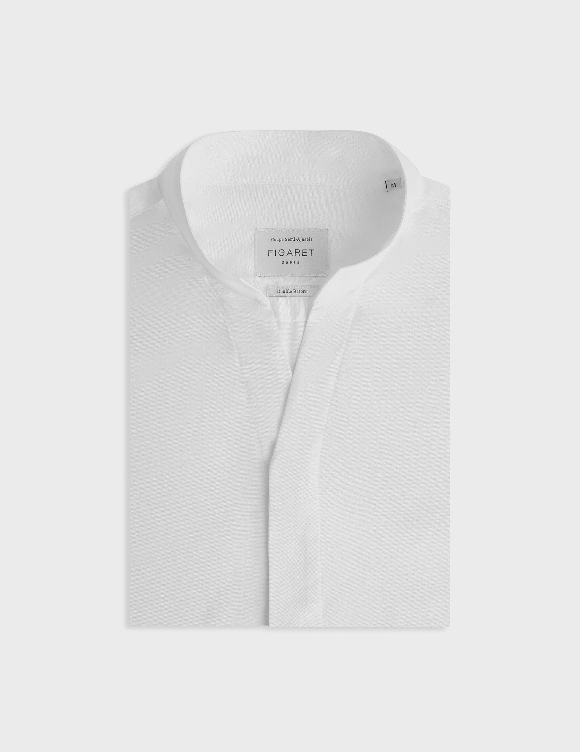 White Carl shirt with hidden buttons placket - pin point - Carl Collar