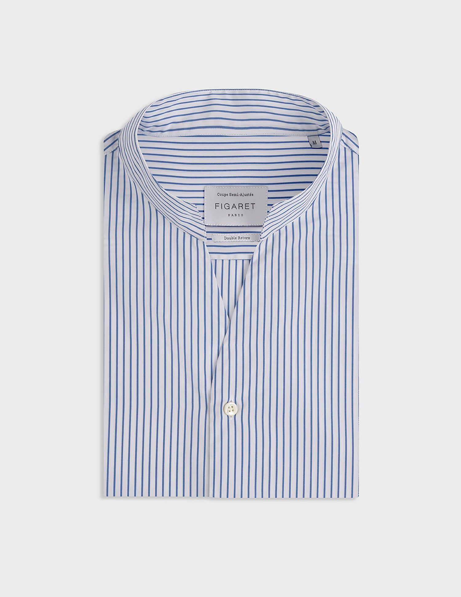 Chemise Carl rayée bleue - Popeline - Col Carl