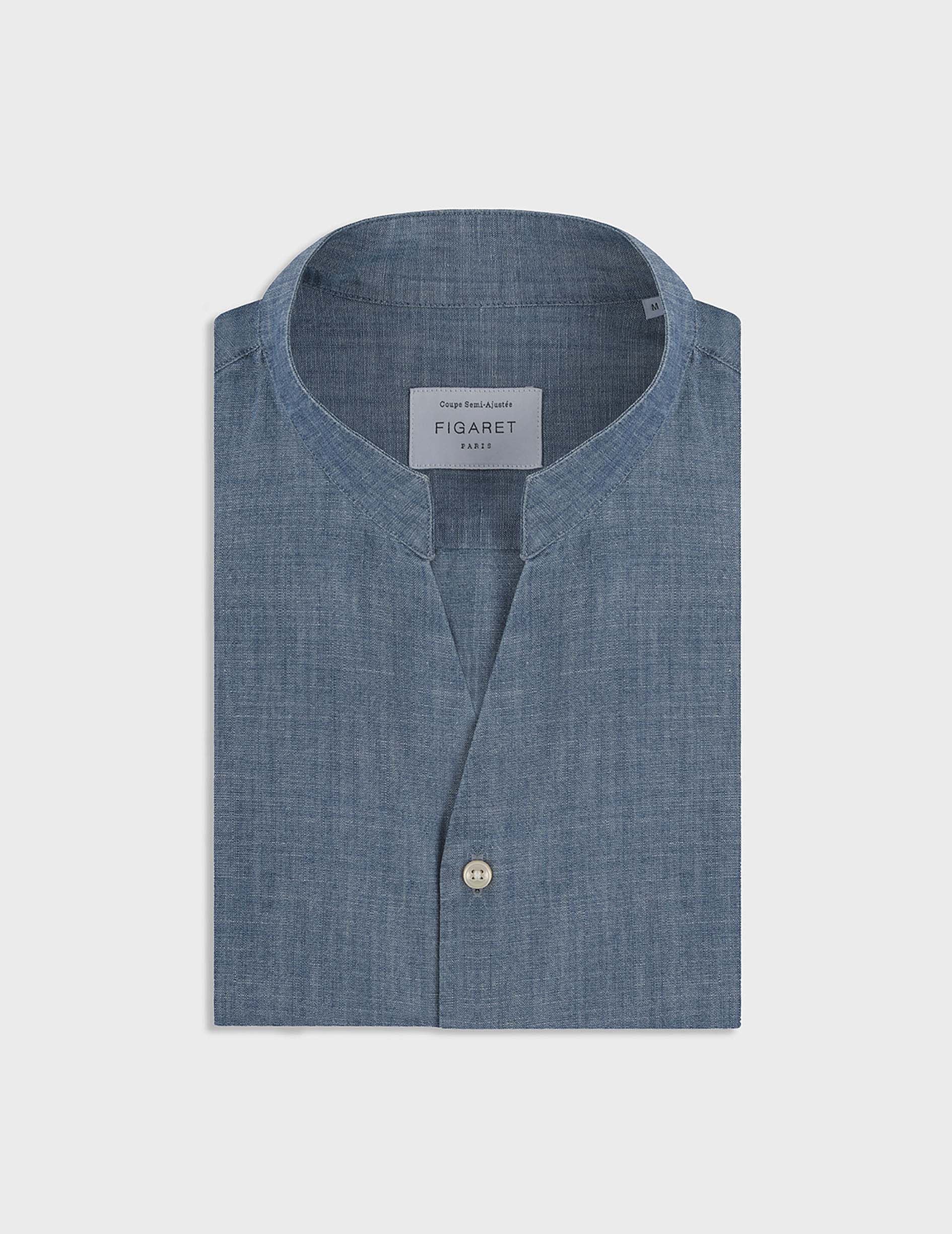 Navy blue Carl shirt - Chambray - Carl Collar