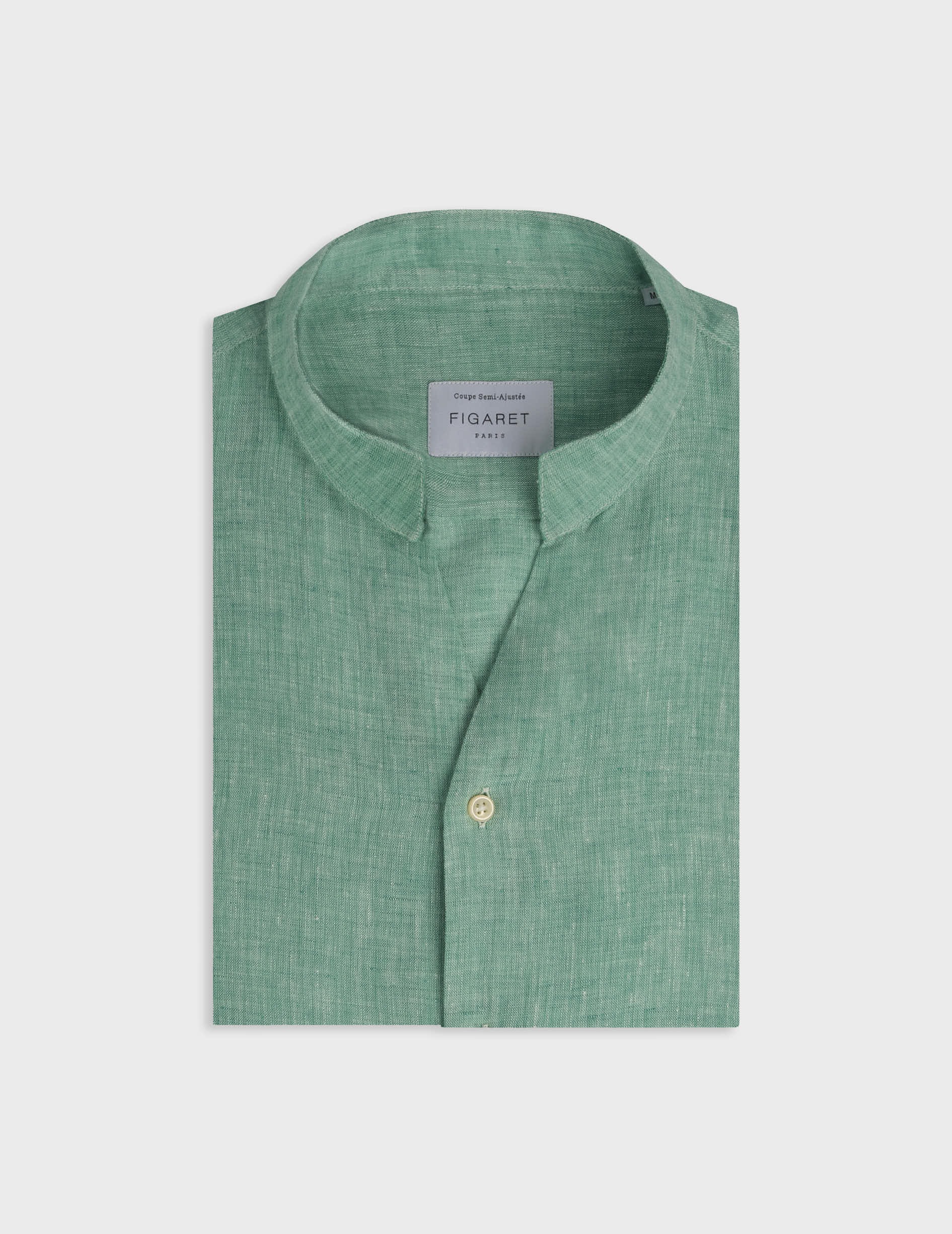 Green linen Carl shirt - Lin - Carl Collar