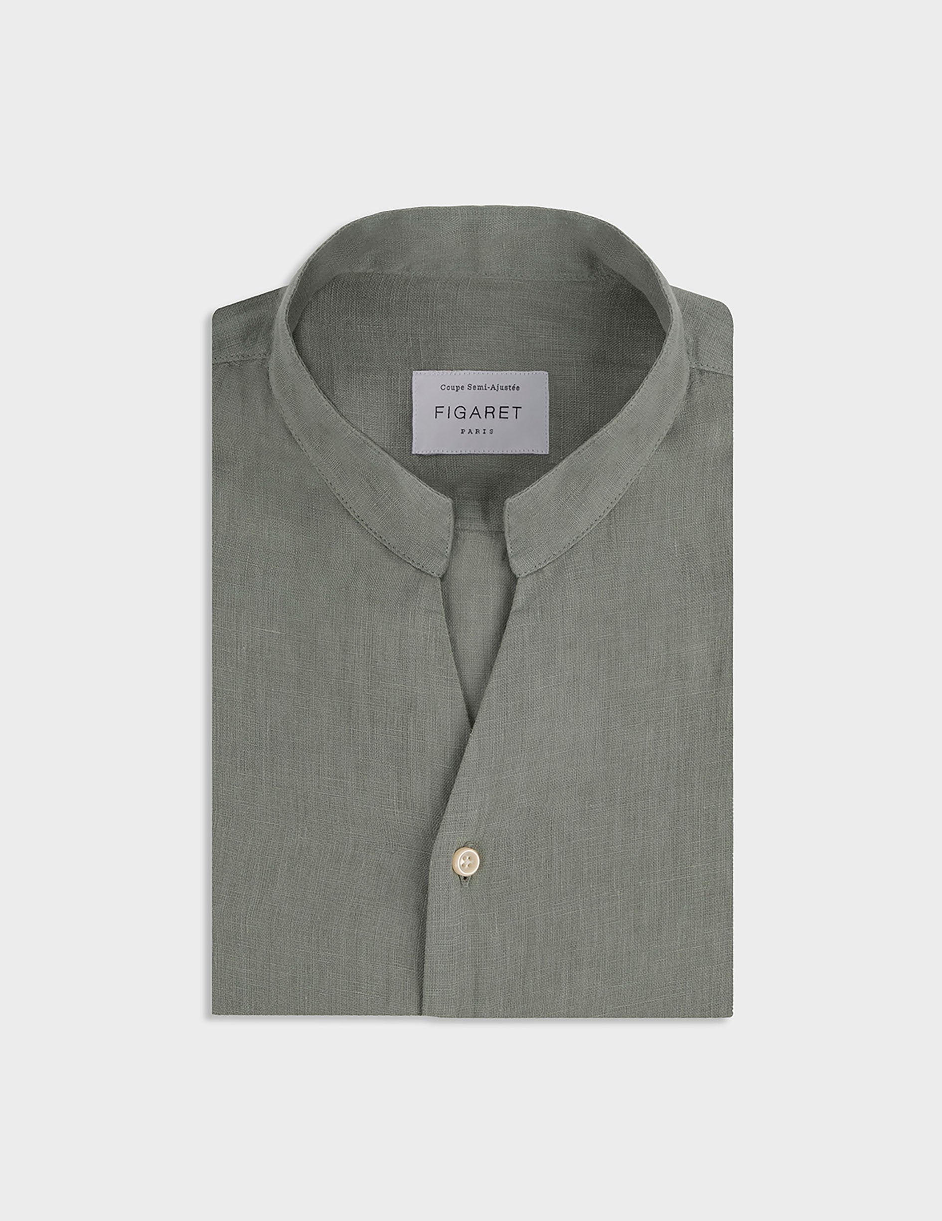 Green linen Carl shirt - Lin - Carl Collar