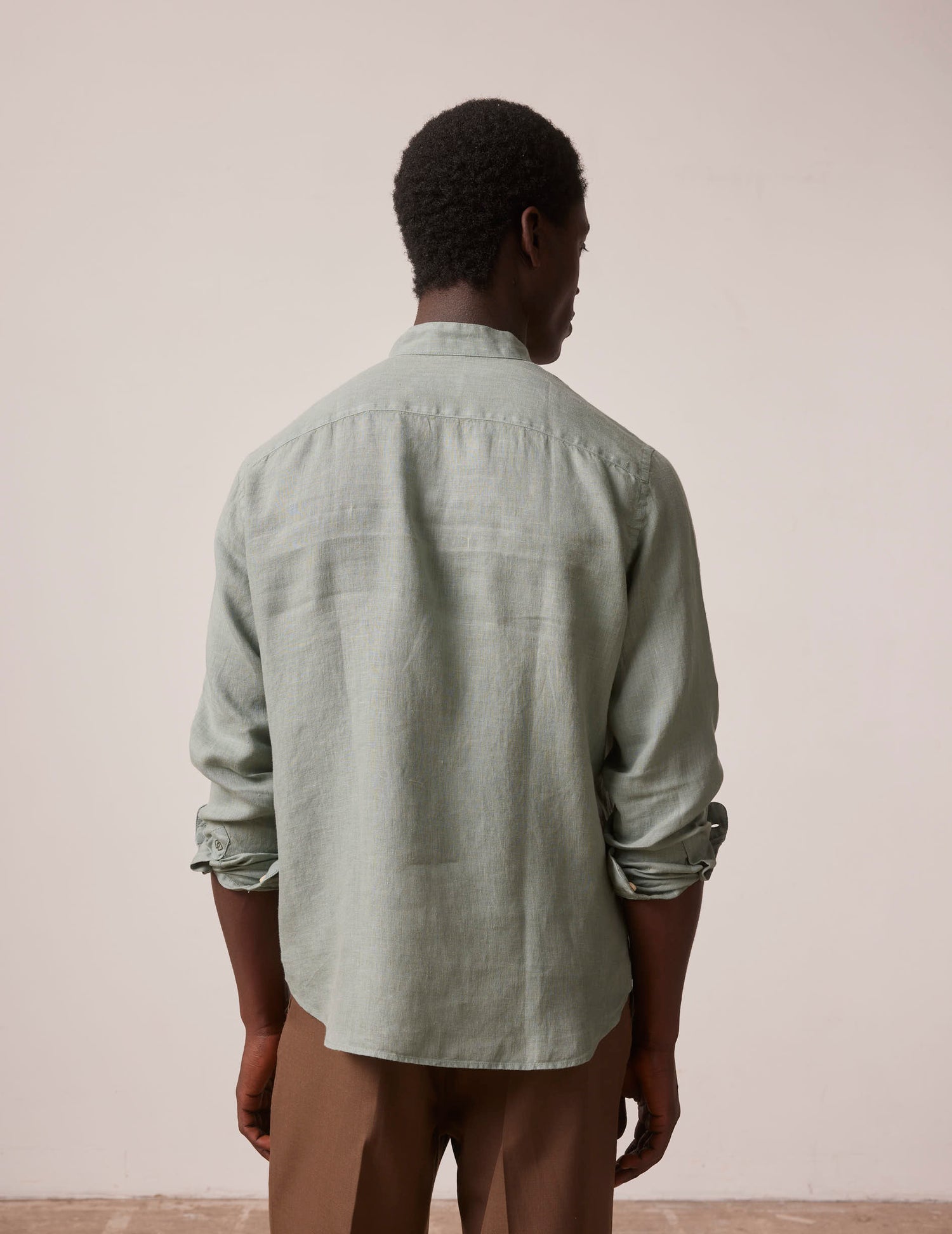 Green linen Carl shirt - Lin - Carl Collar#2